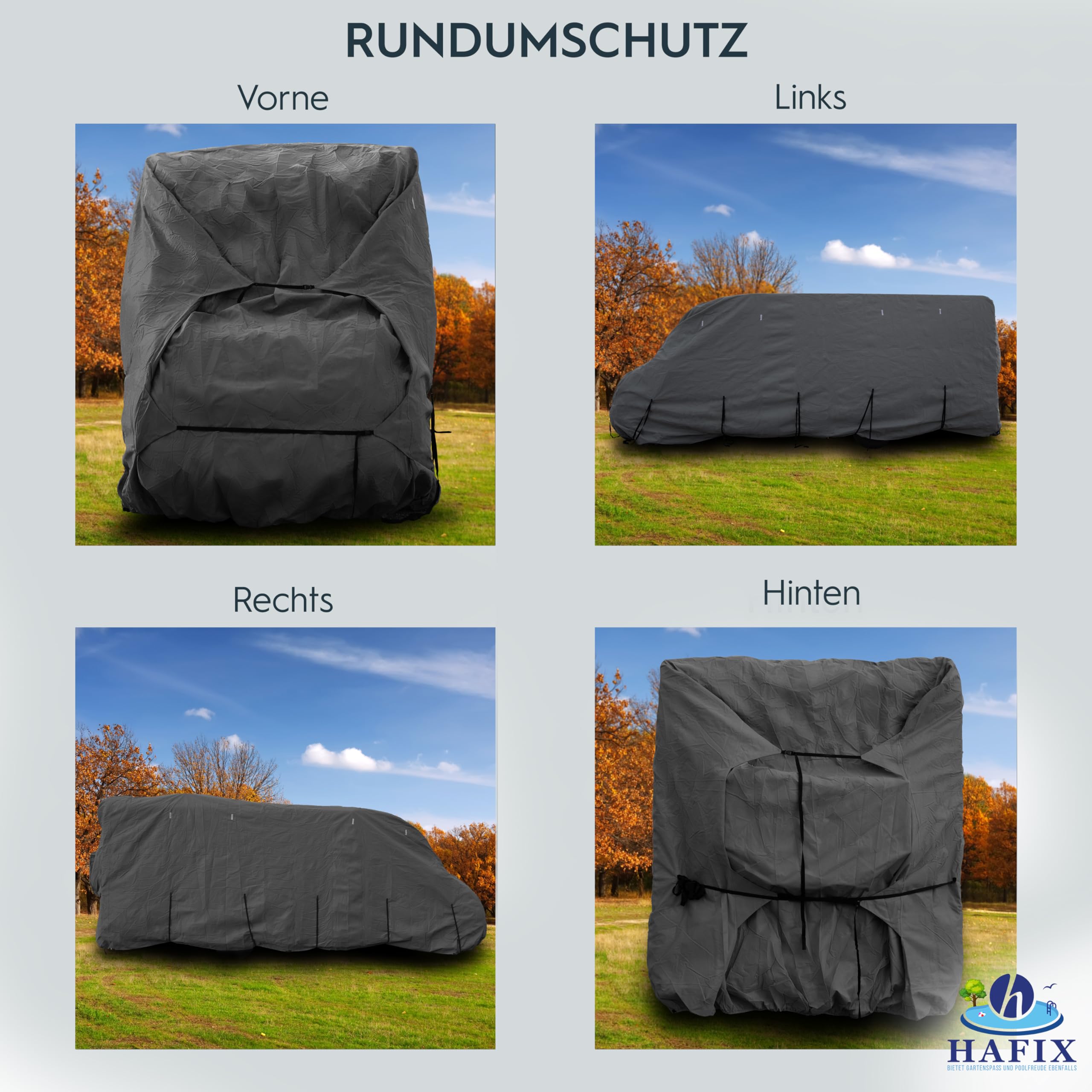 HAFIX Housse De Protection Pour Caravane Et Camping-car - 3 Couches - Résistante Aux Intempéries - Différentes Tailles (camping-car, 550 X 225 X 260 Cm