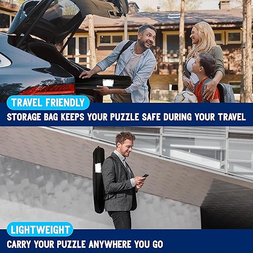 Miniatura 7 de Tapete de rompecabezas negro de 2000 piezas enrollable, diseño único, tablero de rompecabezas portátil para adultos y niños, ahorro de rompecabezas