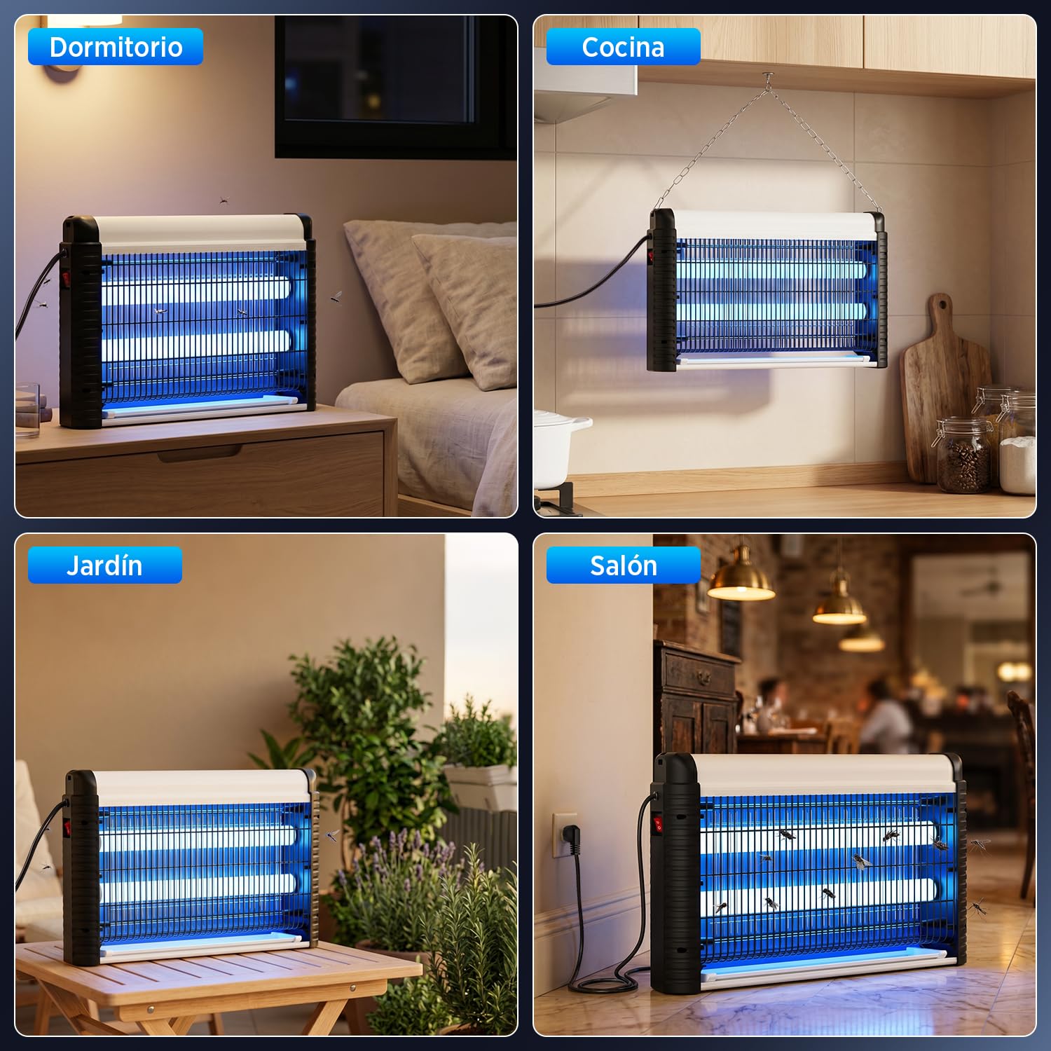 Mata Insectos Eléctrico 35W – Lámpara UV Antimosquitos 4000V para Interior y Exterior, Trampa Colgante Sin Químicos, Mosquitos, Moscas y Polillas, 80 m²