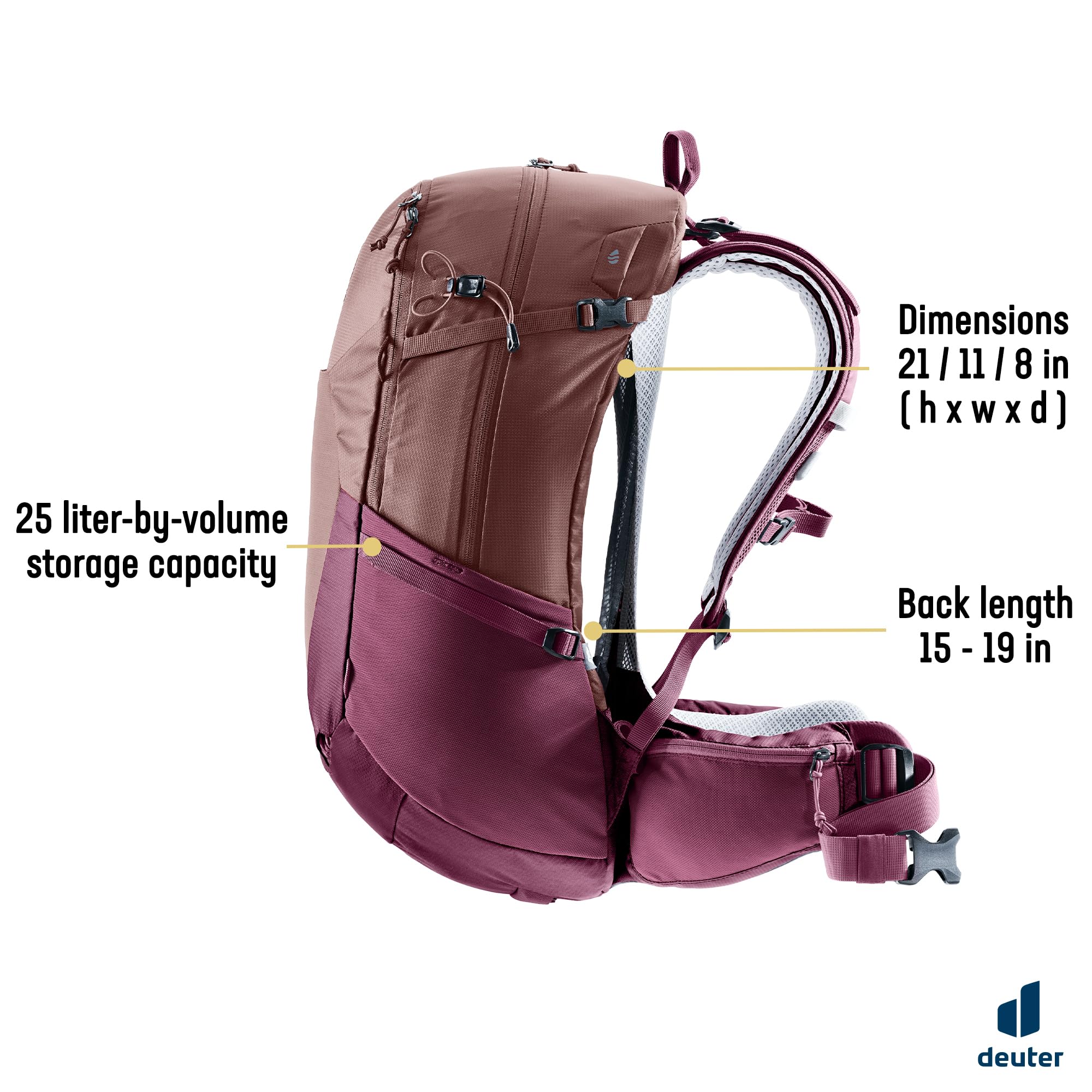 Deuter Futura 25 Sl Damski plecak turystyczny (1 sztuka), Ashrose-cassis, 25 L, Minimalistyczny