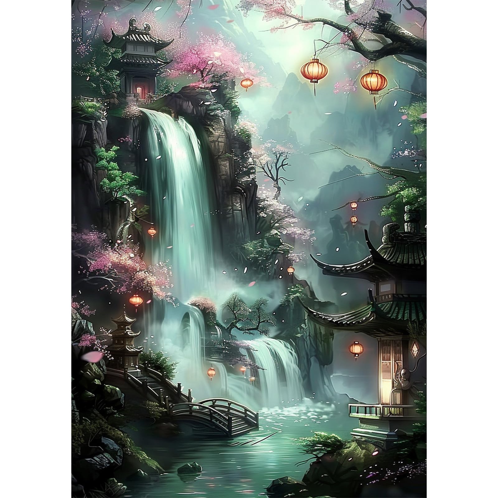 EOBROMD 5D Waterfall Diamond Painting Kits for Adults, Full Round Drill Landscape Diamond Art Kits, Crystal Art Kits for Home Wall Decor Gifts 30x40cm — image 1