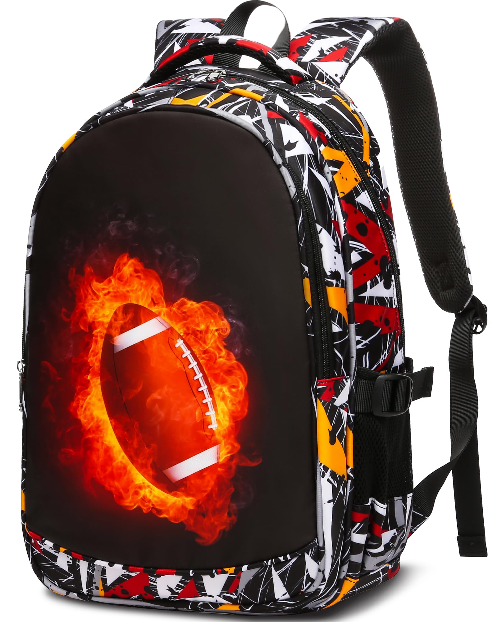 School Backpack for Boys Football Book Bags for Elementary School Kids Back Pack Bookbags Back to School Bags for Boys Ages 6-8 8-10 10-12 Bolsos Morrales Mochilas Escolares para Niños de 6 8 10 Años
