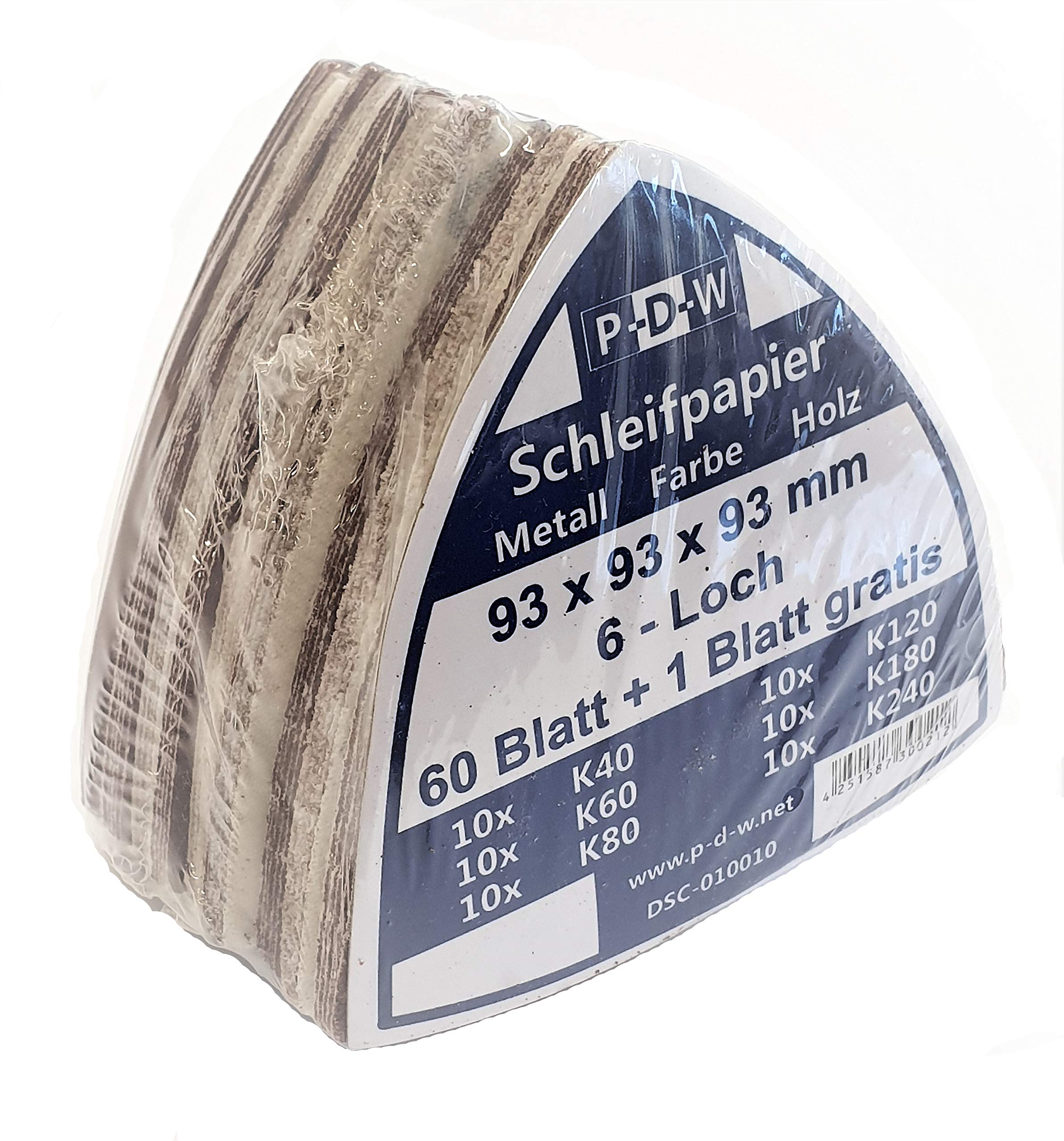 Lot De 180 Feuilles Abrasives Delta Goodway 93x93x93mm - Grains 40 à 240 Pour Ponceuse Delta
