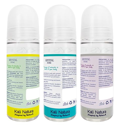 Miniatura 2 de KRYSTAL STONE Desodorante en rollo de sales minerales naturales con aloe vera (paquete de 3)  Fórmula de belleza transparente y limpia  Libre de