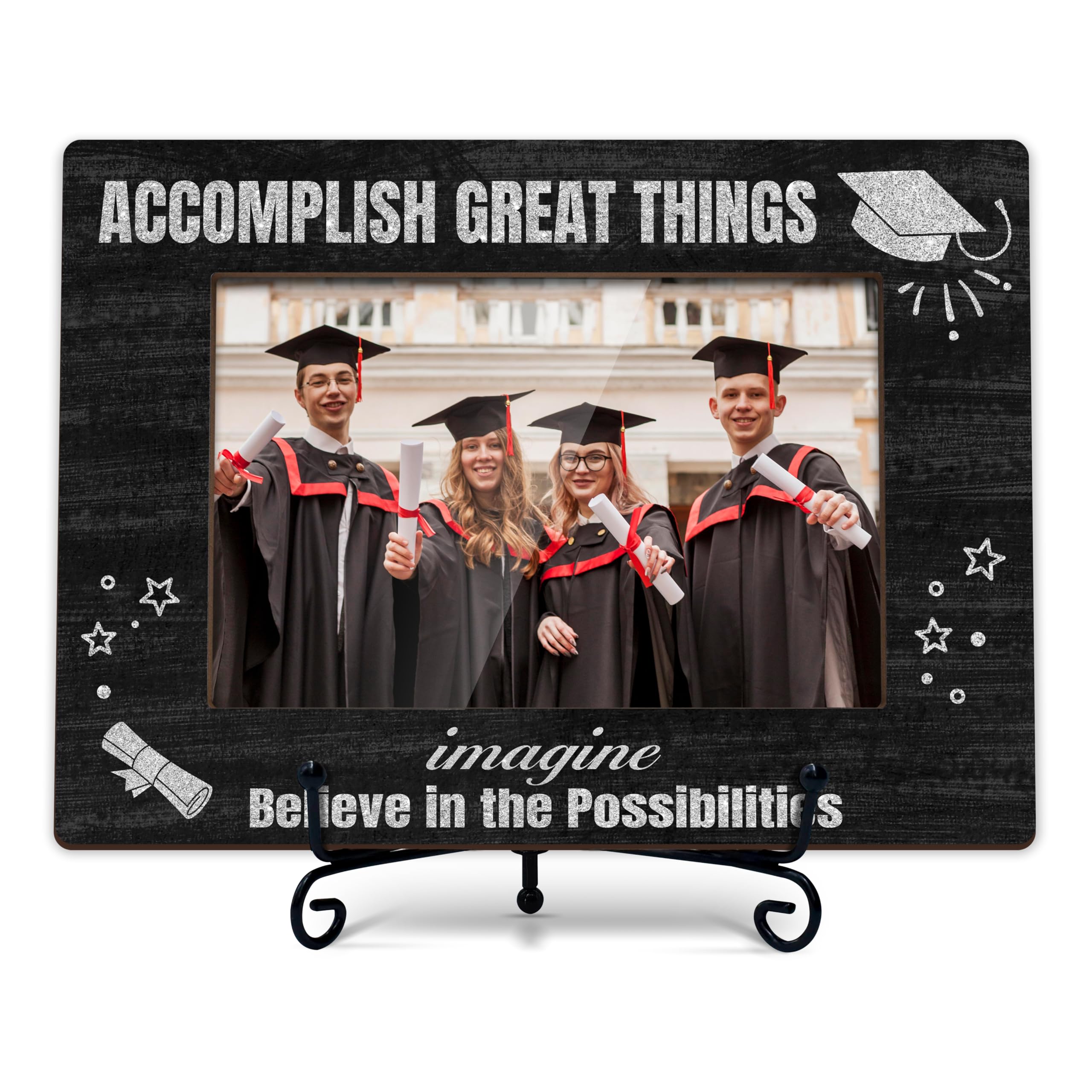 ZIIUFRN Graduation Picture Frame, 2026 Graduation Photo Frames with Iron Stand, Graduation Gifts for Her Him, College Grad Keepsake Tabletop Display (