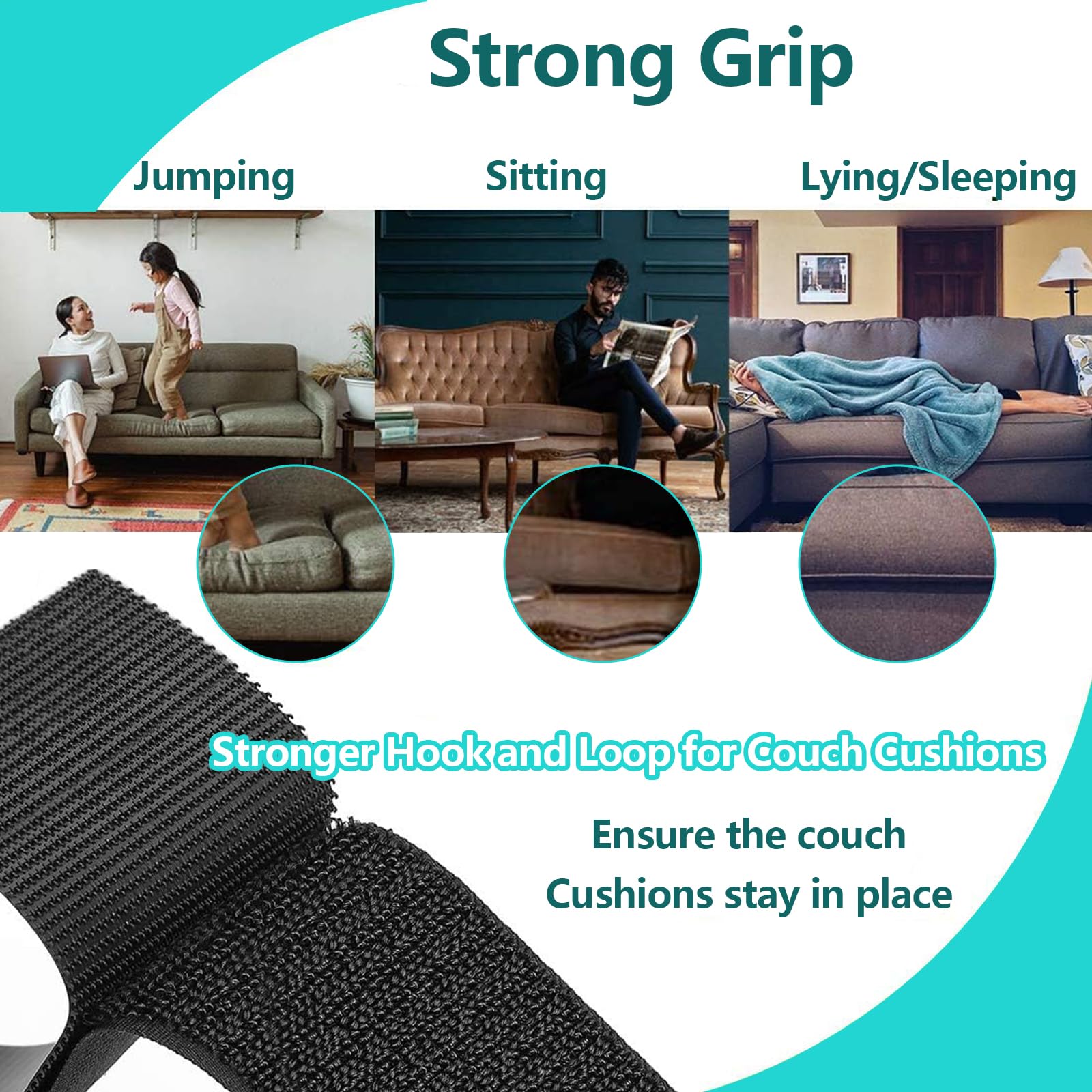CLKE 3M X 11CM Double Sided Sticky Tape, Heavy Duty Self Adhesive Fastening Tape For Couch Cushions & Carpets, With 4 Triangle Rug Grippers Anti Slip Pads - View #11