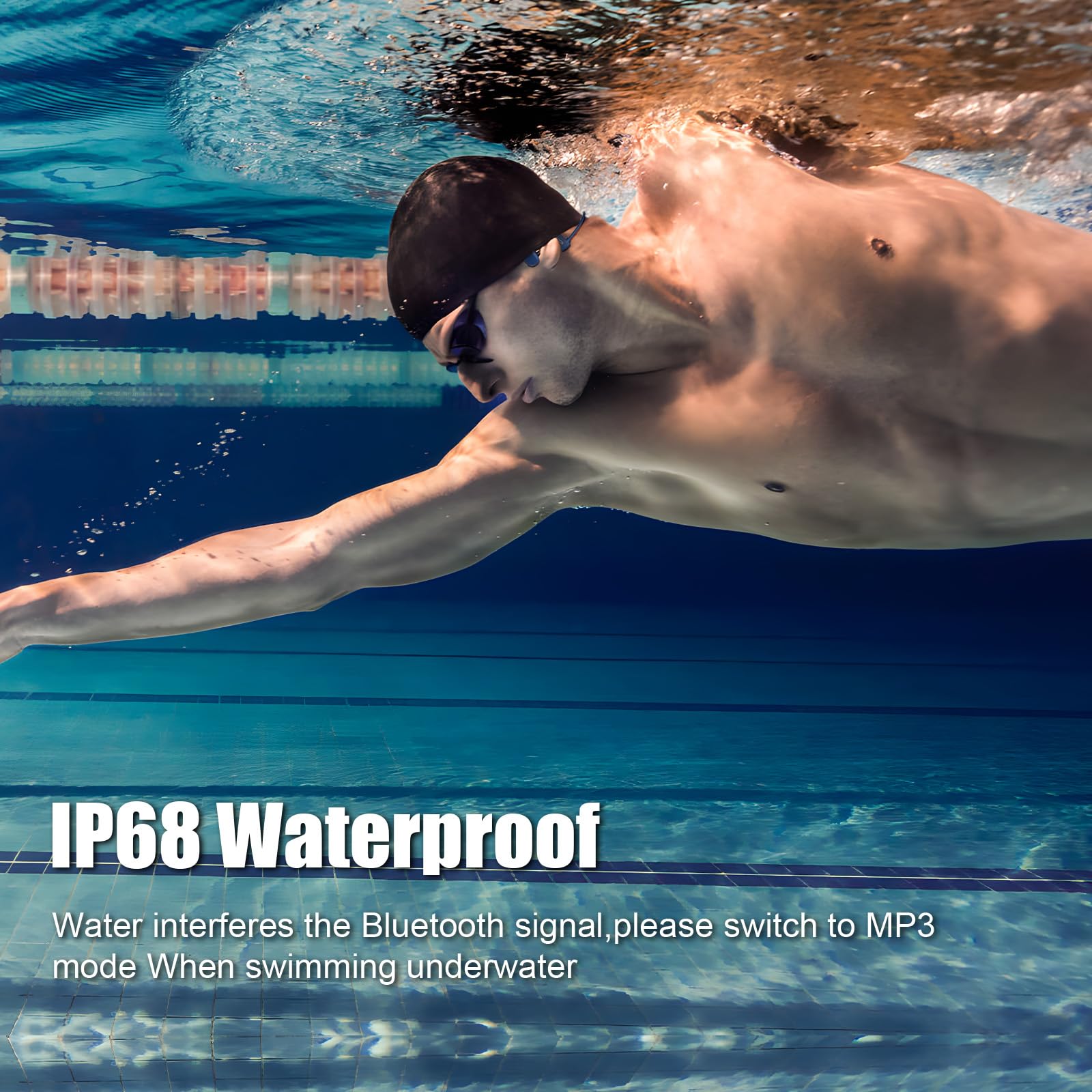 IFECCO Casque à Conduction Osseuse Bluetooth 5.2 - Casque de Natation Etanche sous l'eau,IP68 Etanche Écouteurs de Sport sans Fil avec 8Go MP3 pour Course à Pied,Natation,Cyclisme