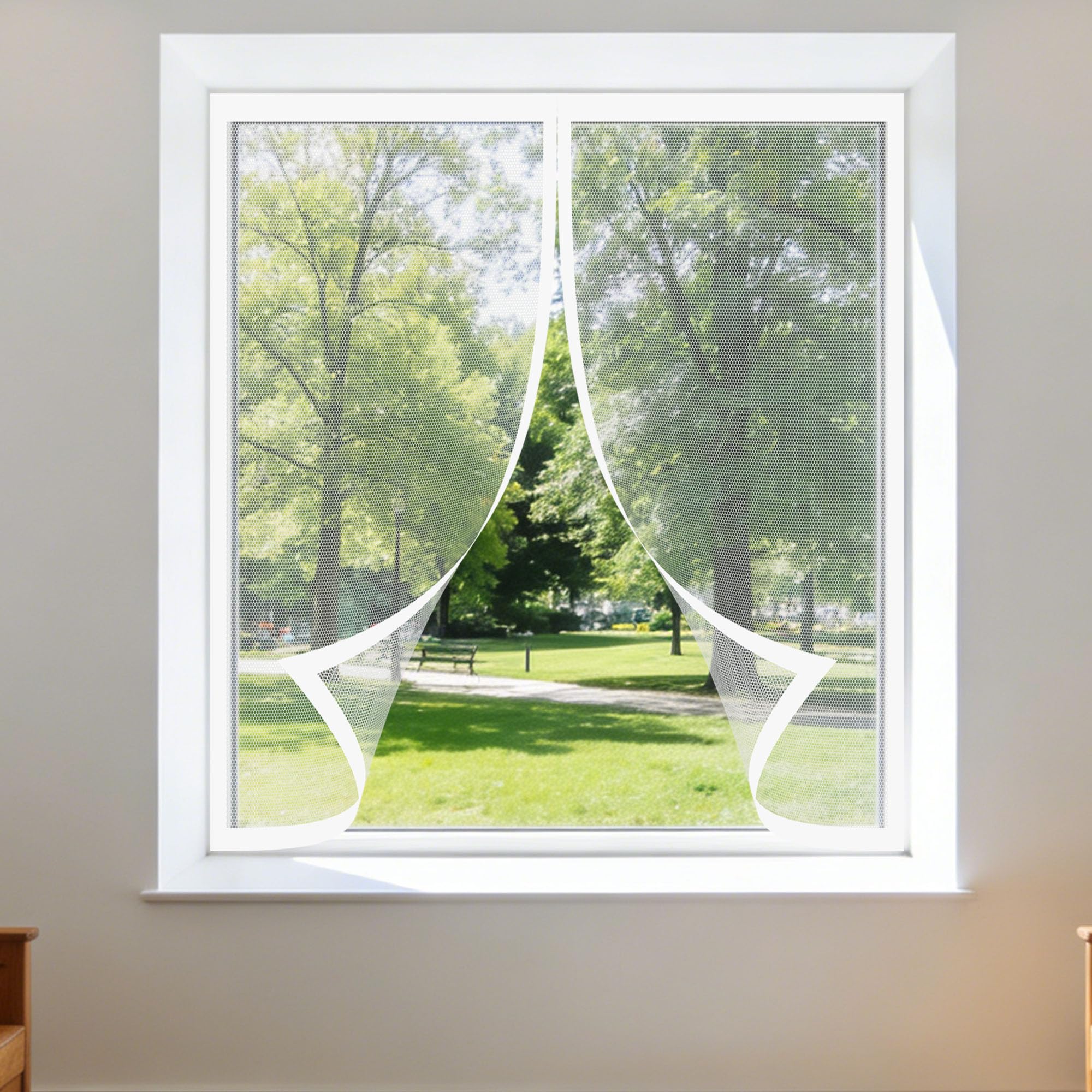 Magnetic Net Window 175 x 110 cm Prevents Insects Flies Mosquitoes from Entering The Room Window Fly Net Easy Install for Windows Doors and Patio Screens, White