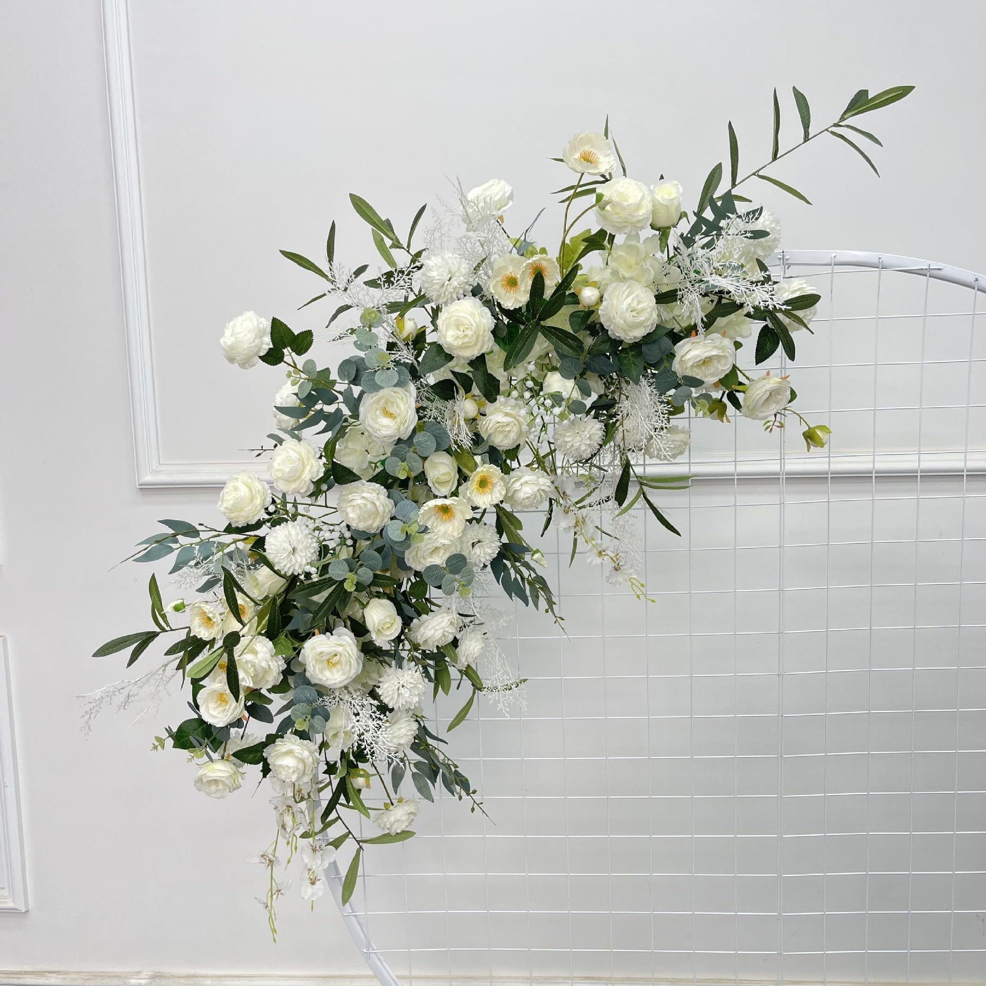 Lucky flower Wedding Artificial Arch Flowers Kit, Hochzeitsdekoration Empfang für DIY Blumenbogen und Empfang Hintergrunddekoration (A,White)