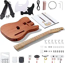 Leo Jaymz Kits De Guitarra Elétrica Estilo Tl Faça Você Mesmo Com Corpo De Mogno E Braço De Bordo - Escala De Bordo E Todos Os Componentes Incluídos (Cabeçote Tl Lj)
