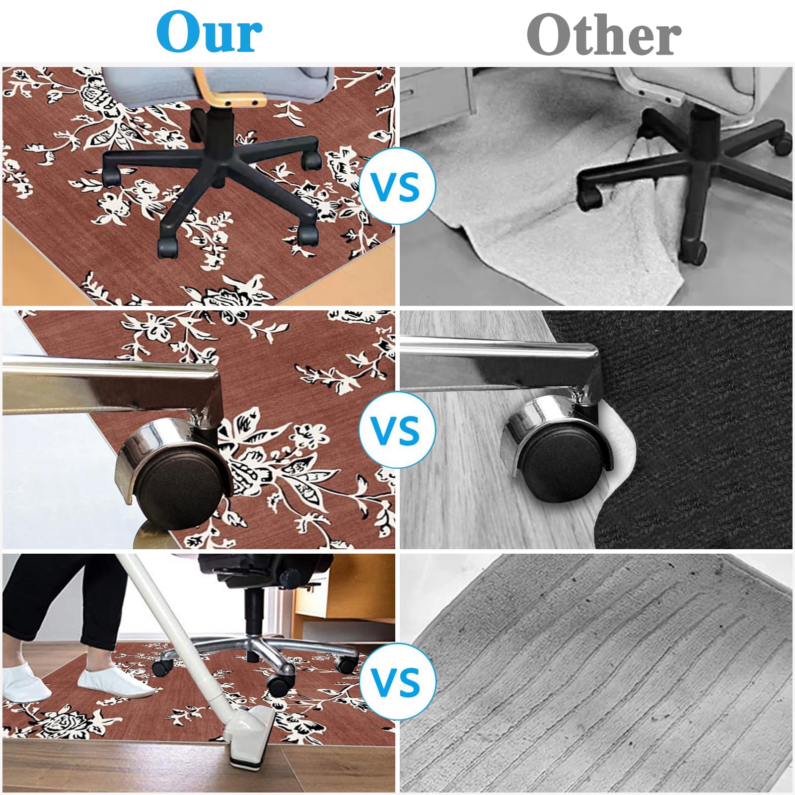 Tappetino Salvapavimento Antiscivolo, Tappeto per Sedia Ufficio per per Pavimenti in Legno Duro, Tappeto Gaming pavimento, Tappetini di Protezione per Pavimento per Parquet e Laminato 120 x 140 cm