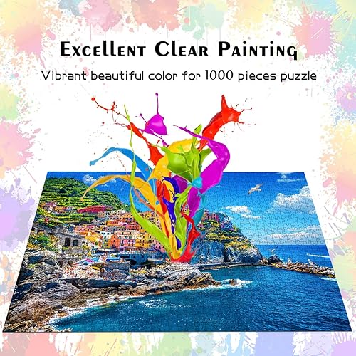 Miniatura 4 de HUADADA Rompecabezas para adultos de 1000 piezas, Cinque Terre entrelazado perfectamente sin polvo, decoración del hogar, juguetes de desafío