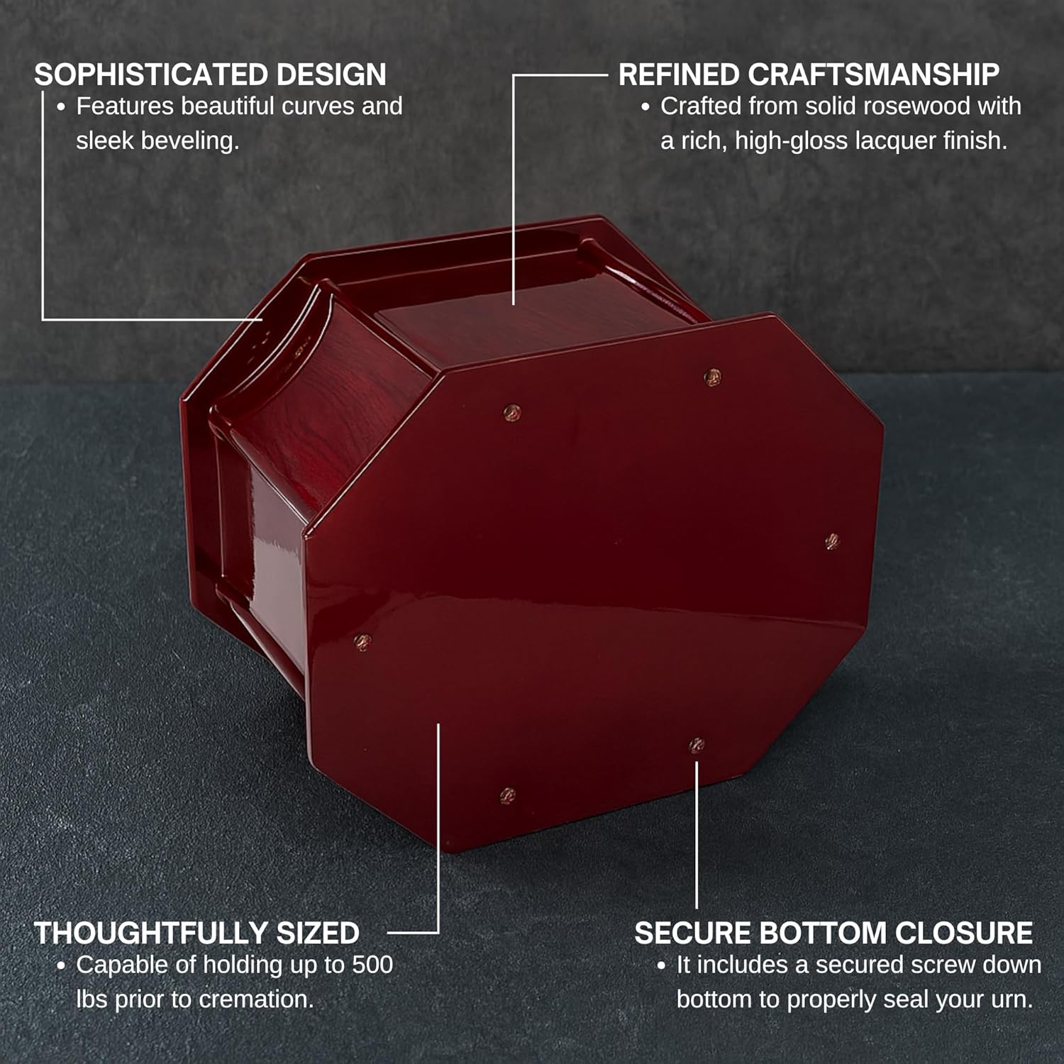 Bey-Berk Deering Moments Companion Cremation Urn for Human Ashes, Lacquered Double Urn for Human Ashes, Extra Large Holds up to 500lb pre Cremation Weight