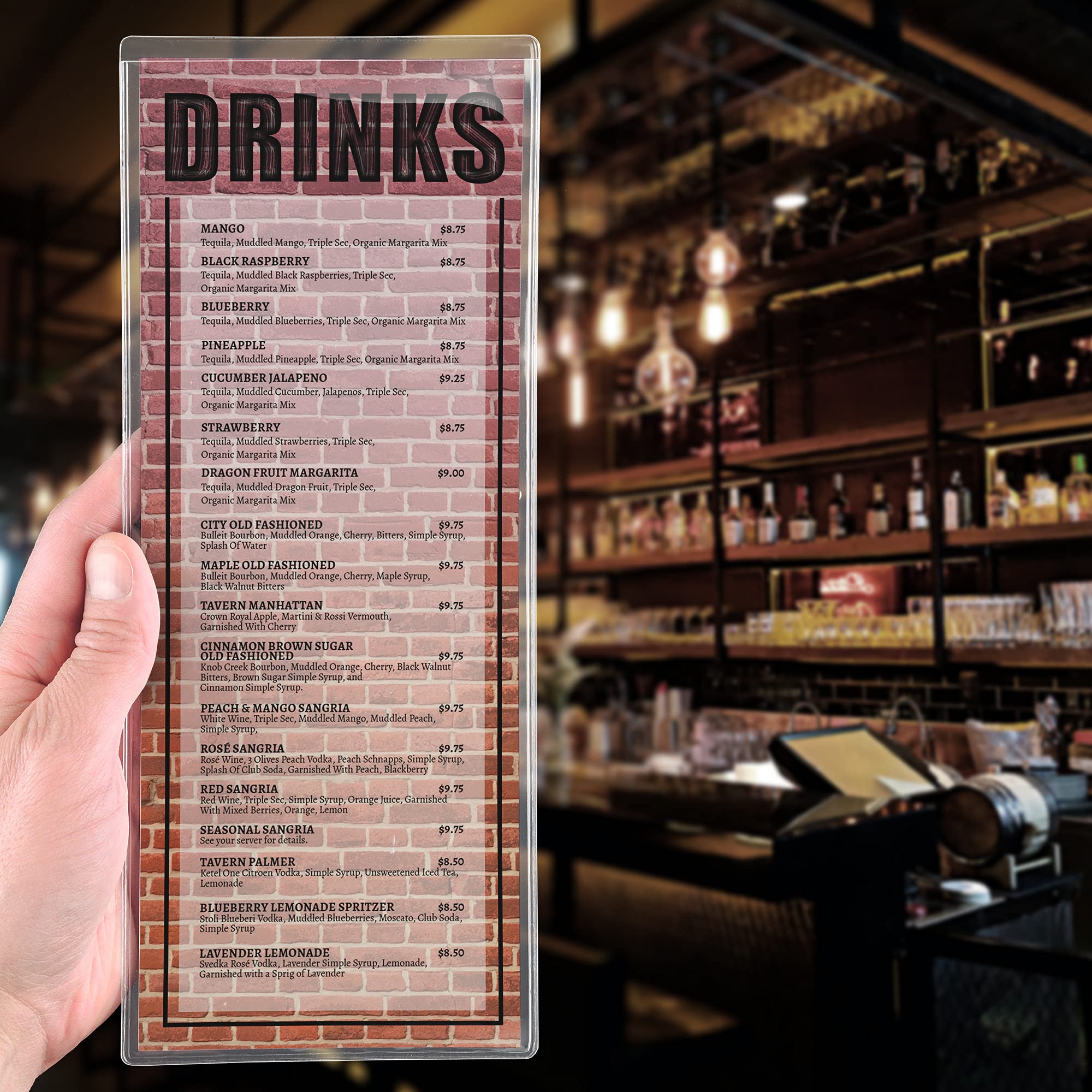 StoreSMART - Plastic 2-View/Single Pocket Menu: 4 1/4" X 11" - 10-Pack - Open Short Side - PE3061S-MENU-10