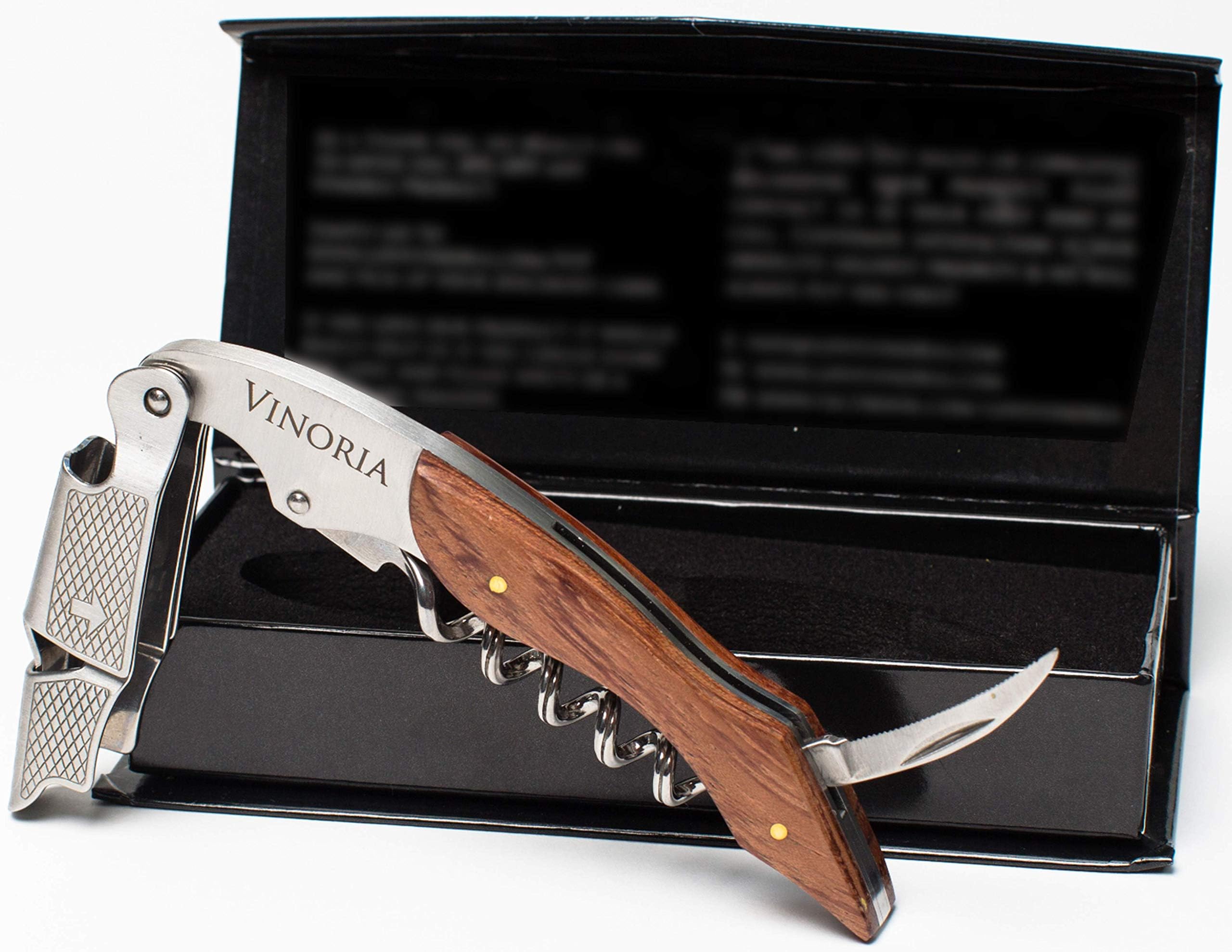 Waiter’s Corkscrew - 3-in-1 Corkscrew, Bottle Opener & Foil Cutter with Gift Box for Christmas, Made of Premium Rosewood & Stainless Steel, Loved by Bartenders/Waiters/Sommeliers