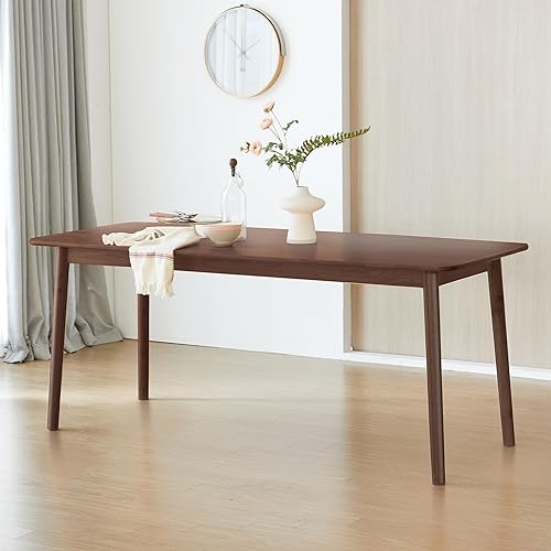 Miniatura 11 de Livinia Aslan Mesa de comedor rectangular de madera de roble malayo de 70.9 pulgadas, escritorio grande de cocina de madera maciza (roble natural)
