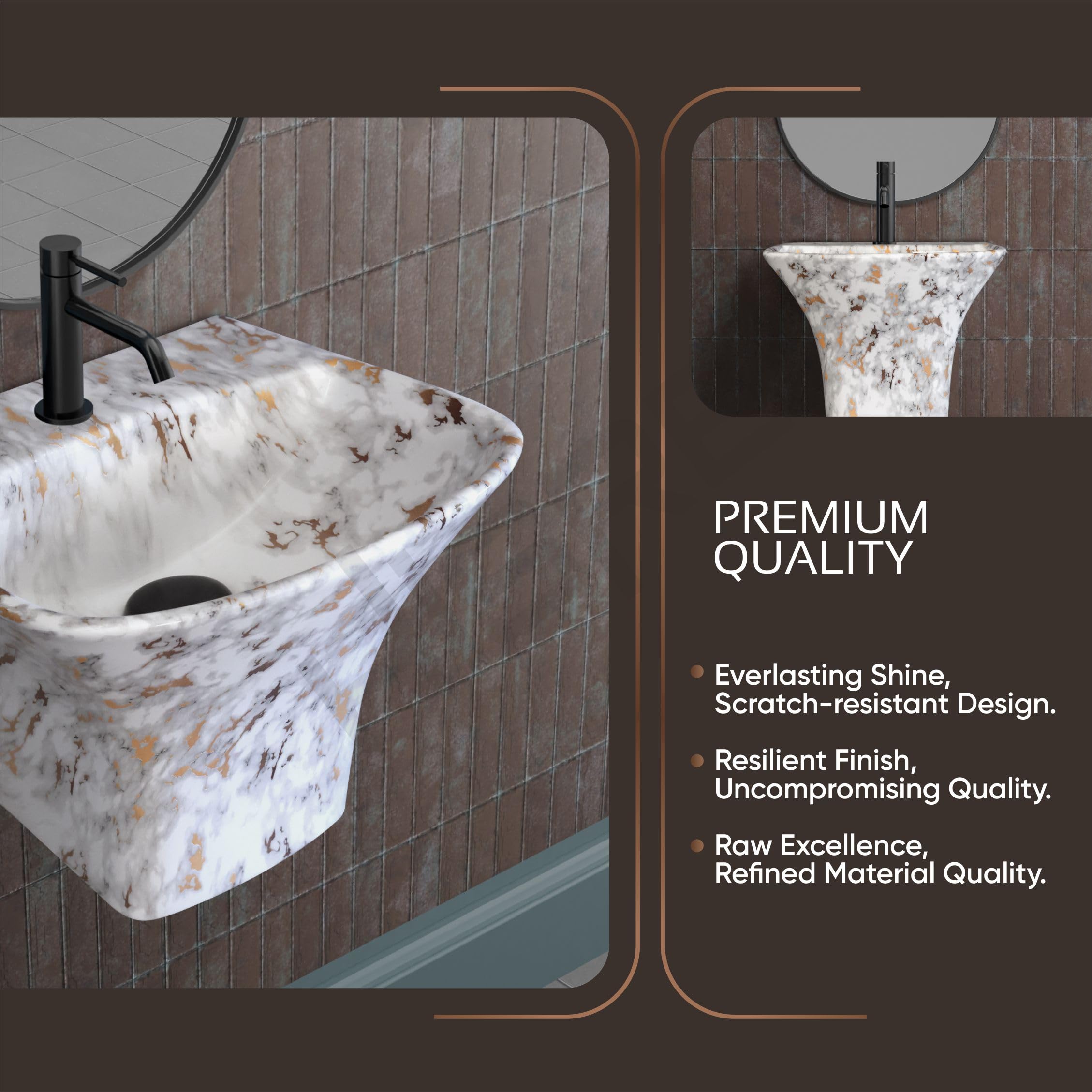 Hisre Modern Wall-Mounted Matte Ceramic Wash Basin with Curved Rectangular Design | Space-Saving Floating Bathroom Sink for Contemporary Interiors (White 1001), photo 3 of 5