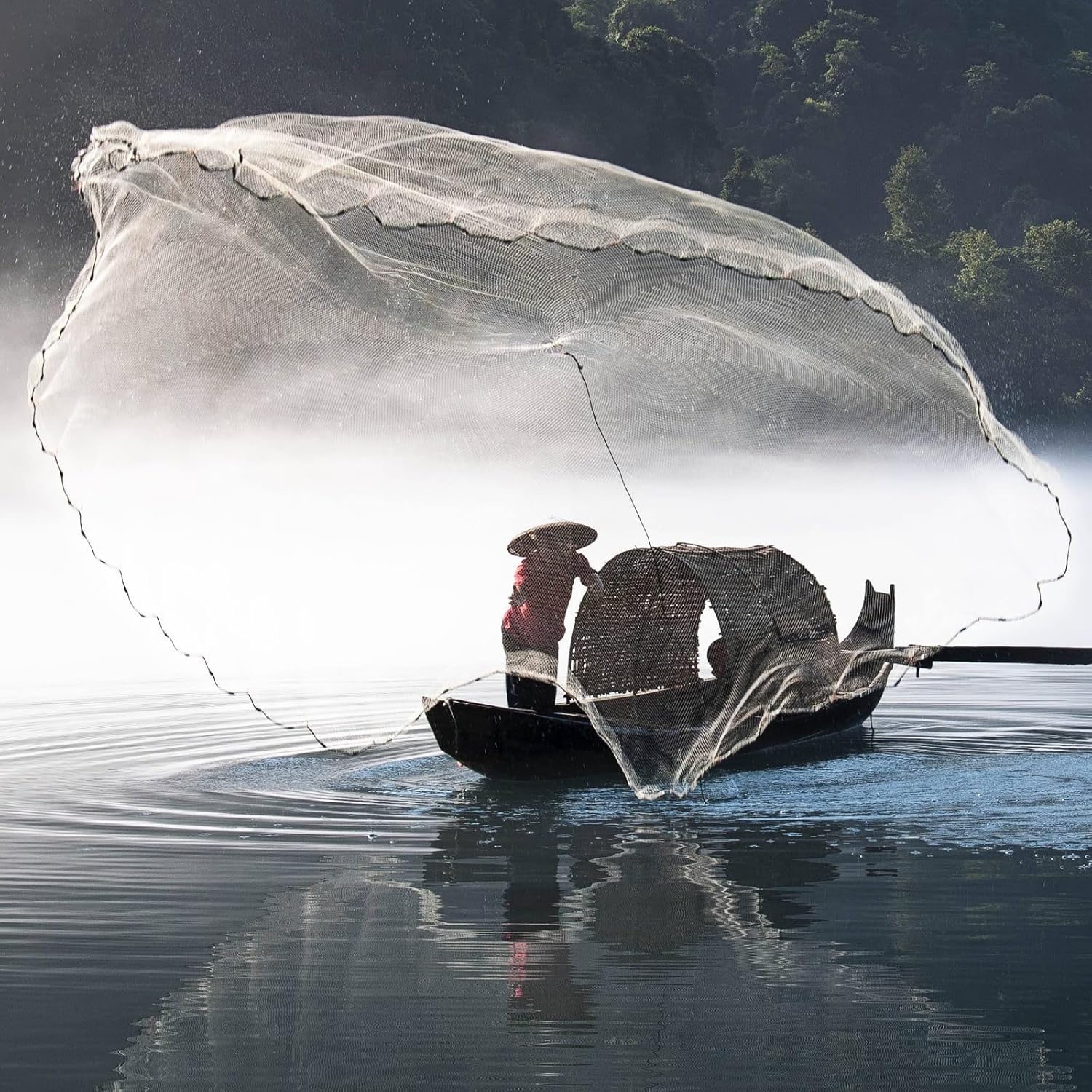 Lawaia Cast Net Cast Nets for Fishing Hand Throw Bait Nets 1/2 inch Mesh Freshwater Saltwater Fish Gear - Ideal for Shrimp, Fish & Fly Fishing with 3FT - 12FT Radius