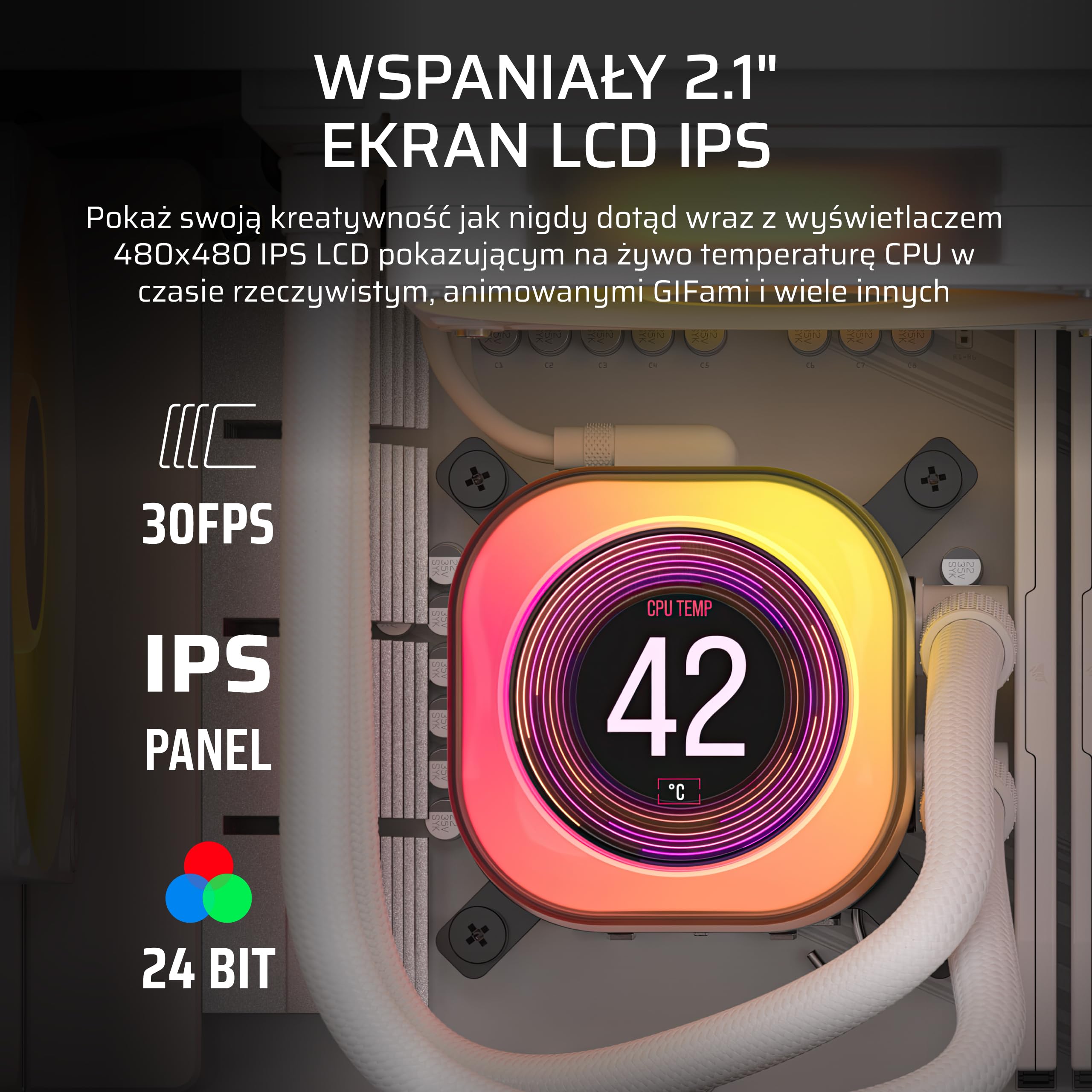 CORSAIR iCUE LINK TITAN 360 RX LCD Układ Chłodzenia Procesora Cieczą – 360mm AIO – Intel LGA 1851/1700, AMD AM5/AM4 – 3x RX120 RGB Wentylatory – Koncentrator Systemowy iCUE LINK w Komplecie – Biały