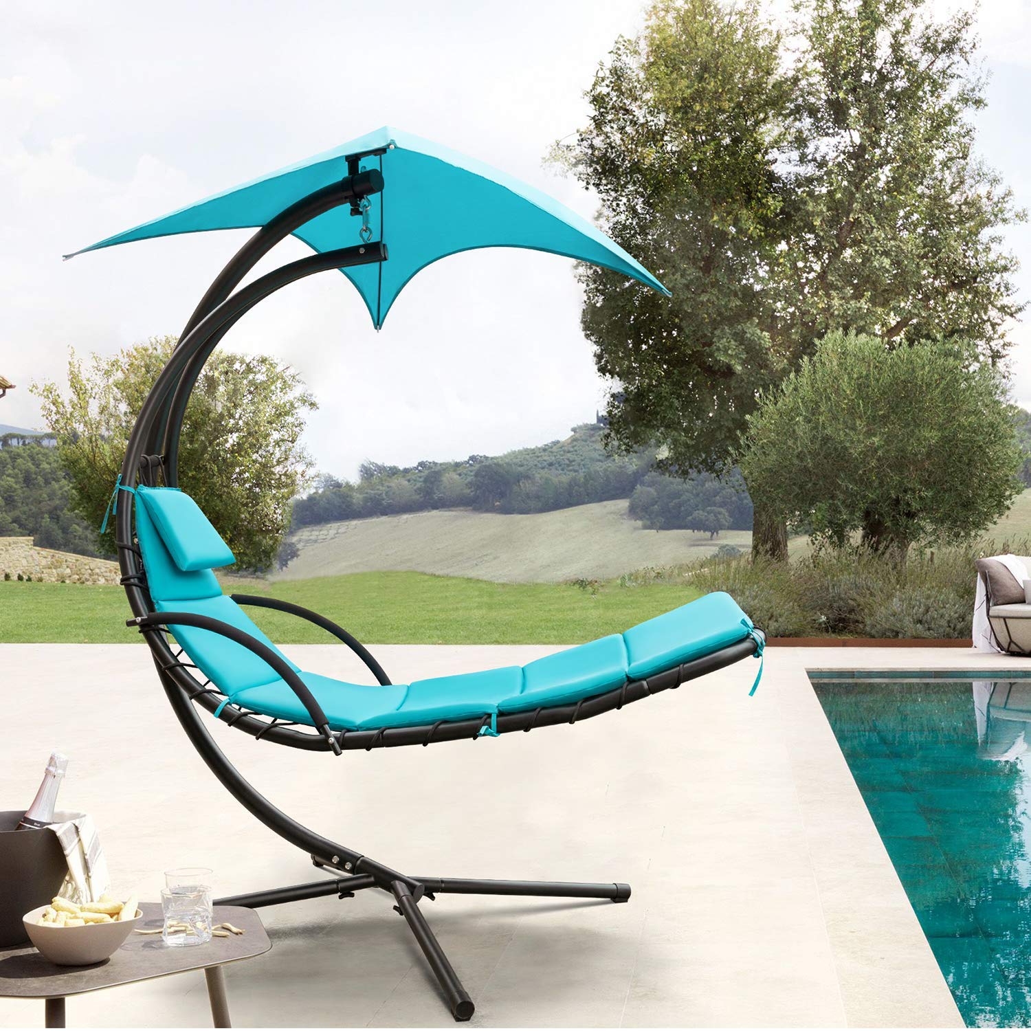Devoko Patio Hammock Lounge Chair Outdoor Hanging Chaise Lounge Swing