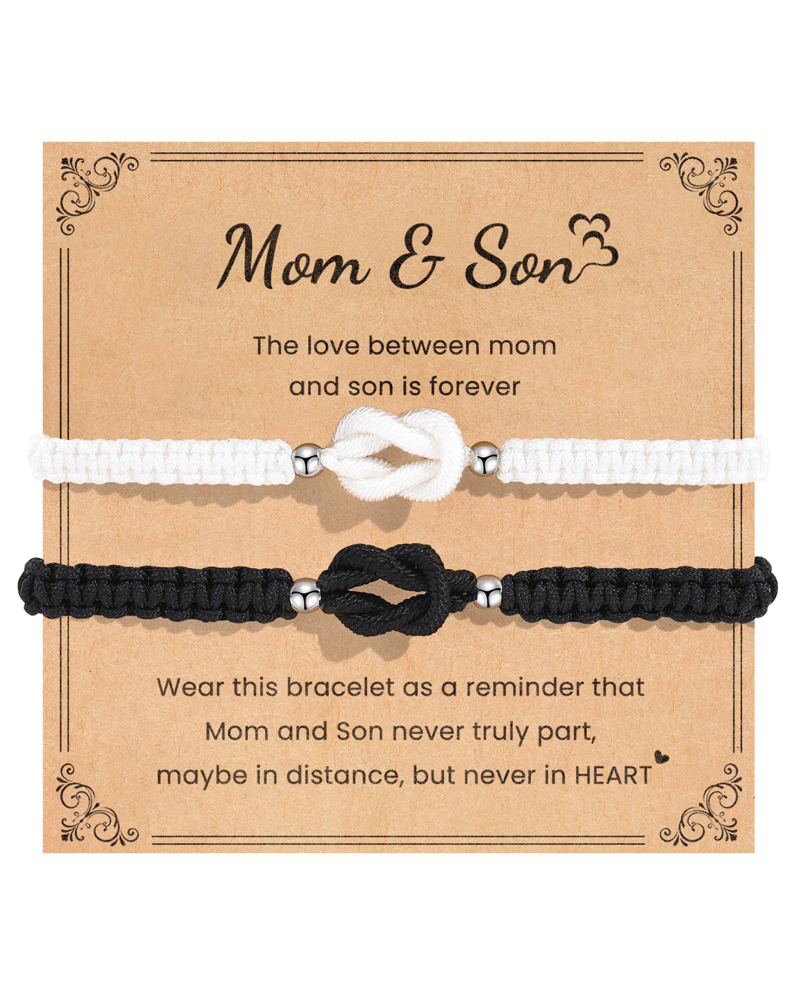 YELUWA 2 Pcs Mother Daughter/Son Bracelets, Back to School Gift
