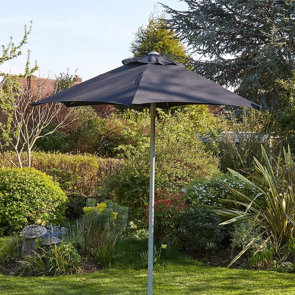 Home Source Garden Parasol 2 Metre Patio Shade Rust Proof Aluminium Pole Black