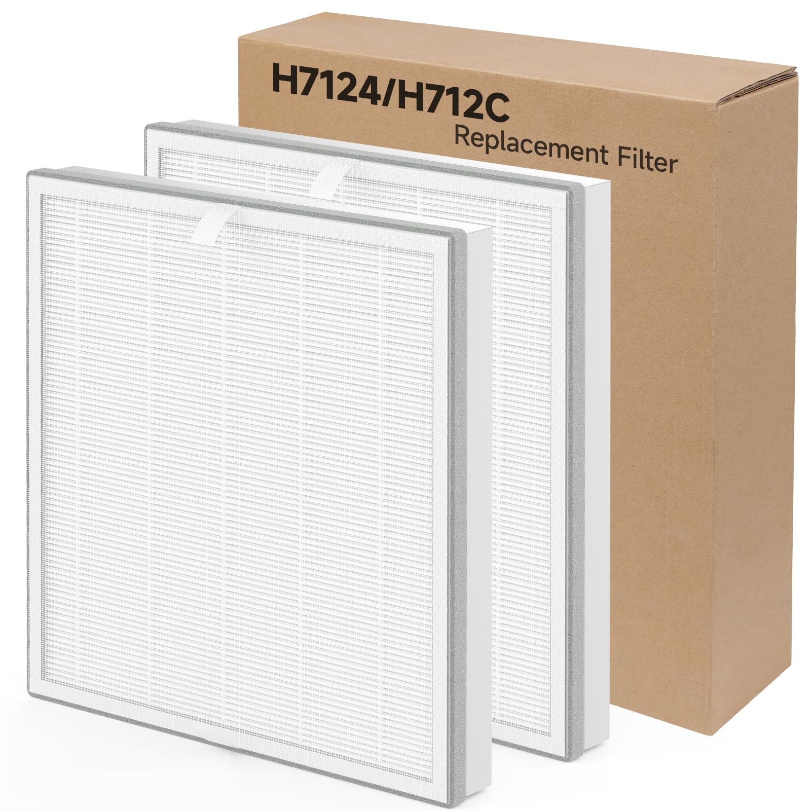 2 Packs H7124 Replacement Filter for GoveeLife H7124 & H712C Smart Air Cleaner Purifier, 3 Stages Filtration of H13 True HEPA Filter, Part # H7124-RF H712C-RF