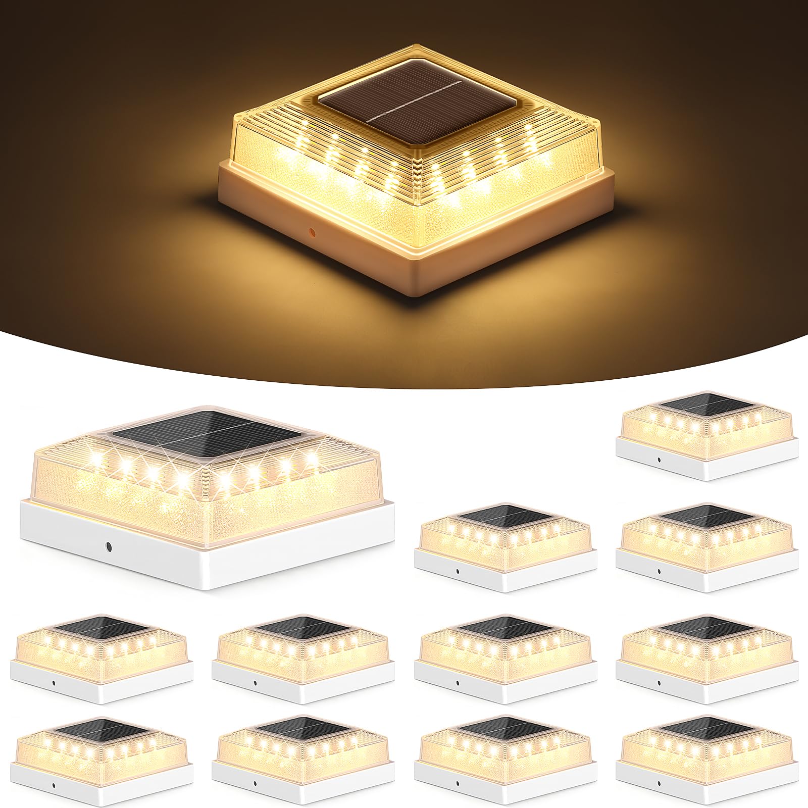 Photo 1 of Brightever 4x4 Solar Post Cap Lights, 12-Pack White