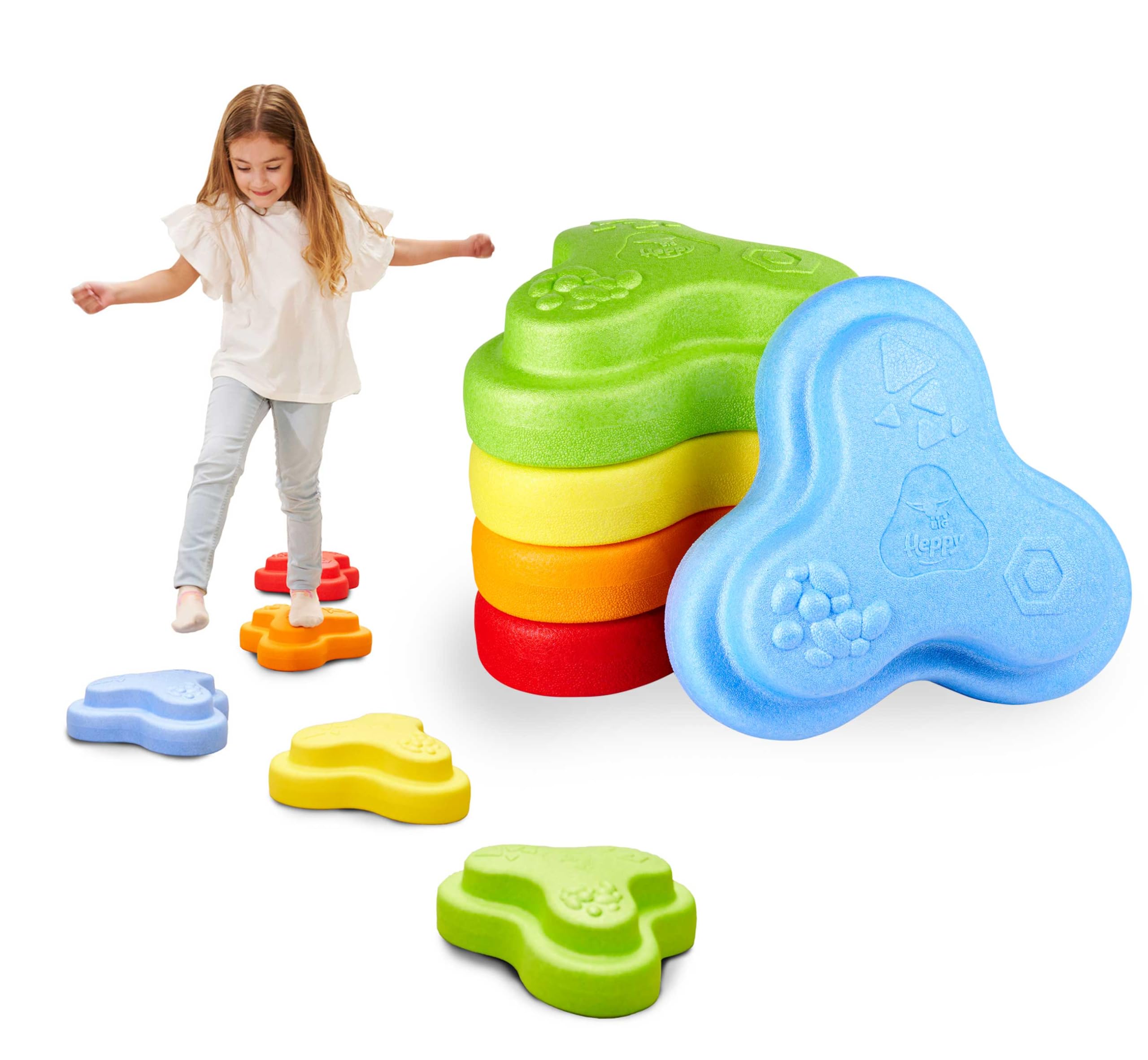 BIG Heppy Rocks – Balanciersteine & Spielsteine-Set, 5 Stück – fördert Motorik, Gleichgewicht & Sensorik – Indoor & Outdoor Spielzeug, für Kinder ab 1 Jahr