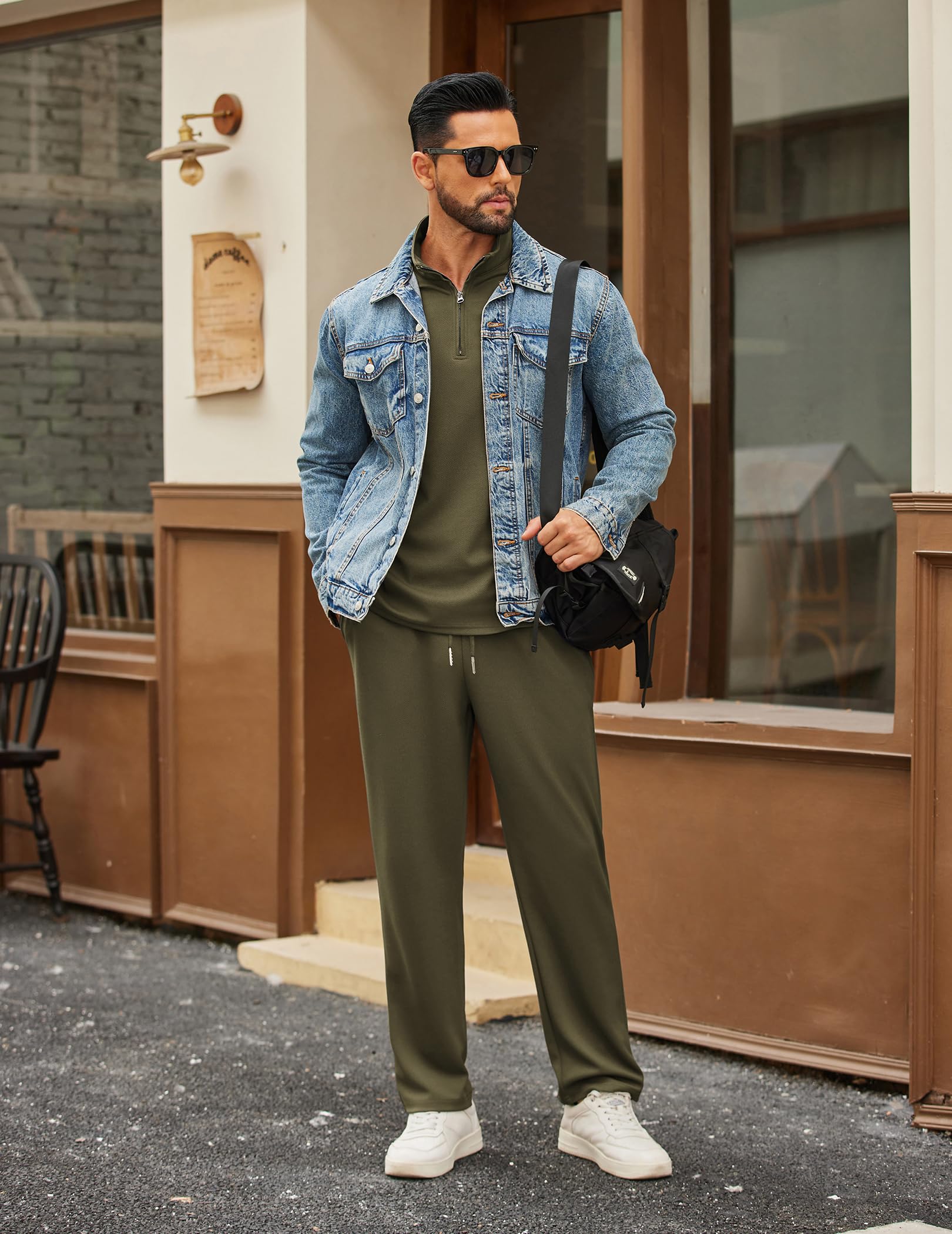 COOFANDY Herren-Trainingsanzüge, 2-teilig, lässig, athletisch, Sweatsuit, Viertelreißverschluss, langärmelig, Laufsport-Outfits