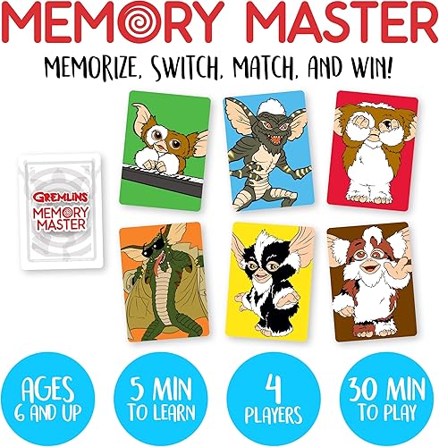 Miniatura 2 de AQUARIUS Gremlins Memory Master Card Game – Divertido juego de fiesta familiar para niños, adolescentes y adultos – Regalo de noche de juego