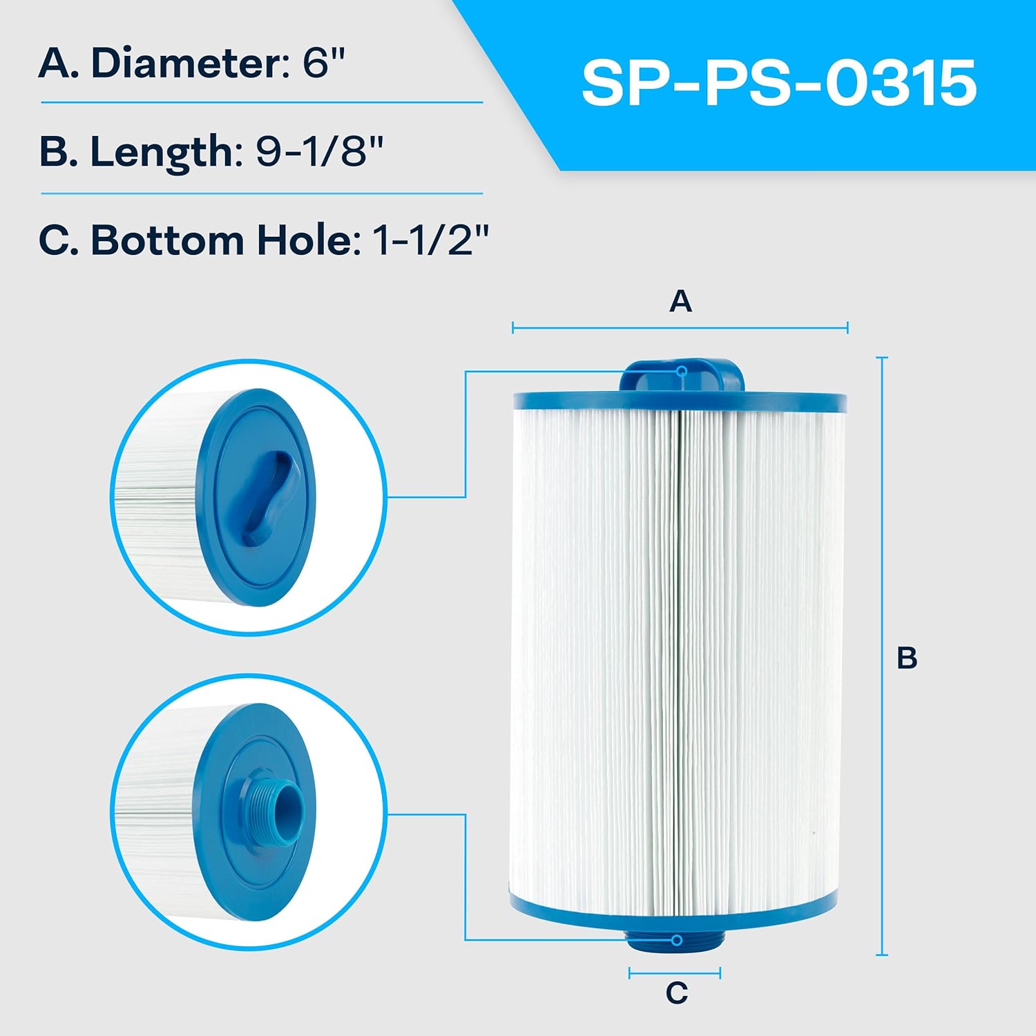 SpiroPure Replacement for Unicel 6CH-47 Filbur FC-0315 Pleatco PTL47W-P4 373043 Hot Tub Spa Pool Filter Replacement Cartridge
