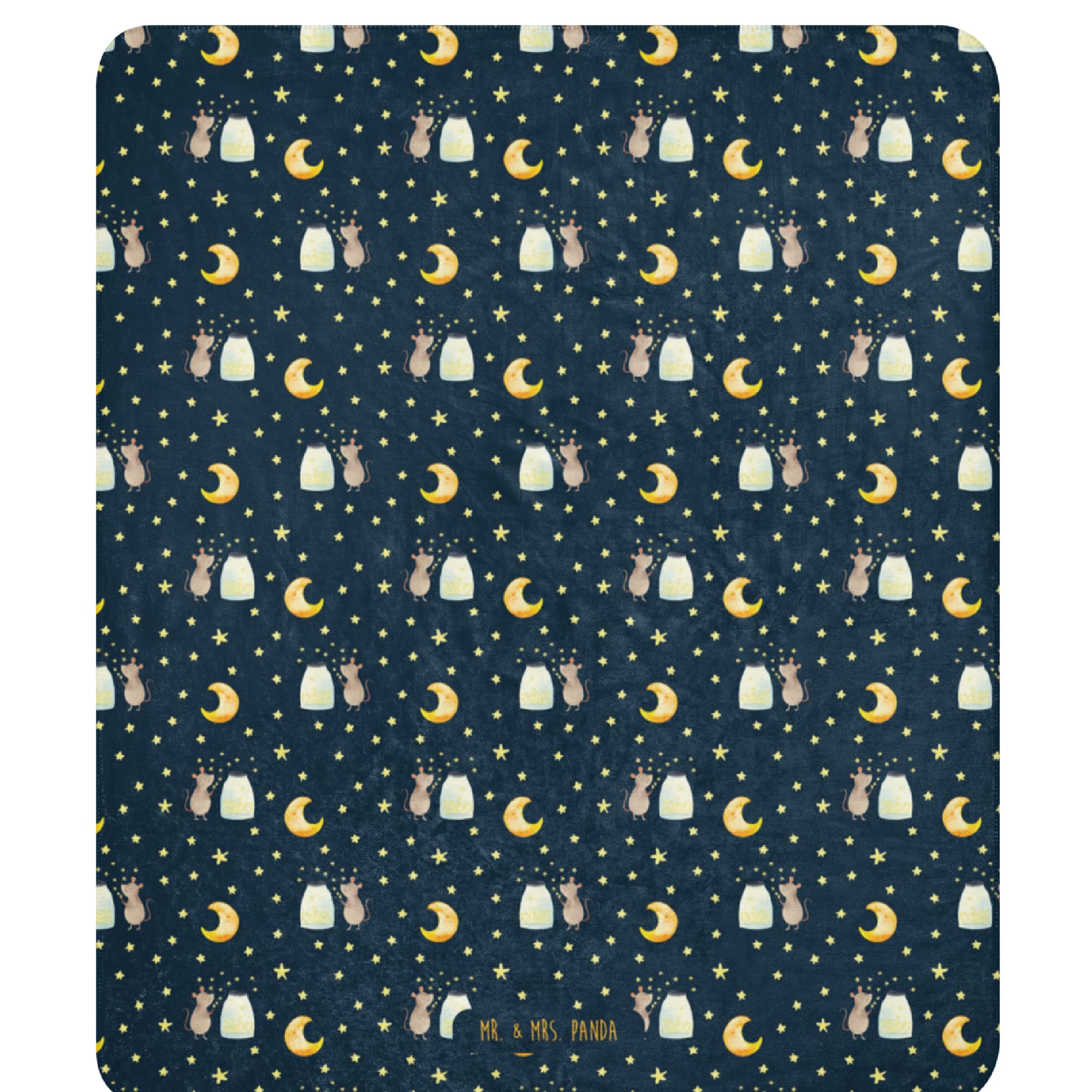 Mr. & Mrs. Panda Tagesdecke Maus Sterne 130 x 155 cm - Geschenk, Geburt, Taufgeschenk, Plaid, Decke, Lustige Sprüche, Geburtstag, Schmusedecke, Träume, Couchdecke, Heimdecke