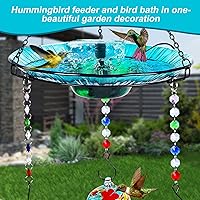 Vista 2 de Comedero para Colibríes y Baño para Pájaros al Aire Libre 2-en-1 para Pájaros Pequeños - Fuente de Baño para Colibríes con 3 Macetas de Alimentación