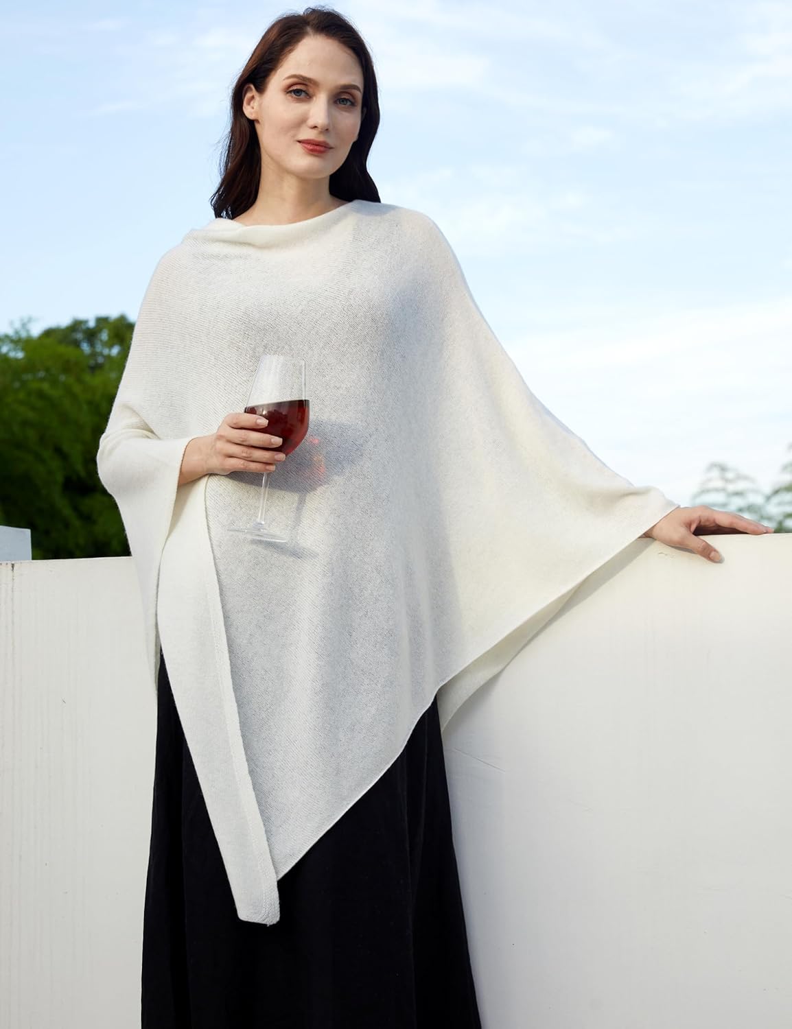 Soft Cashmere Blend Knitted Poncho for Women Wayfarer Travel Luxurious Dress Versatile Lightweight - Image 3