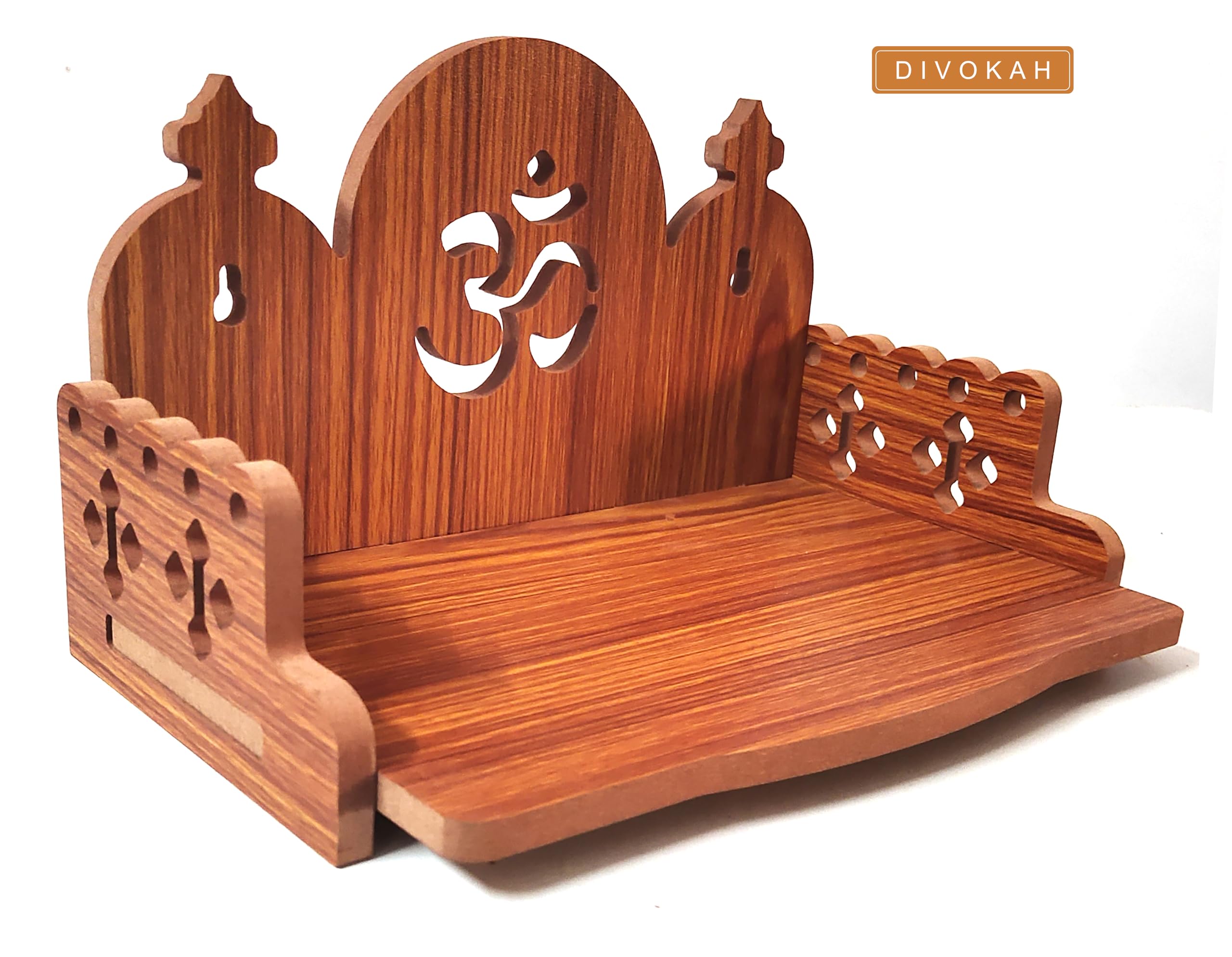DIVOKAH® Plywood Small Wooden Temple for Home Office and Shop/Wall Hanging Temple/sinhasan/Pooja mandir/Pooja Stand/Hindola (8 MM Plywood Thickness) WDN_3G 3
