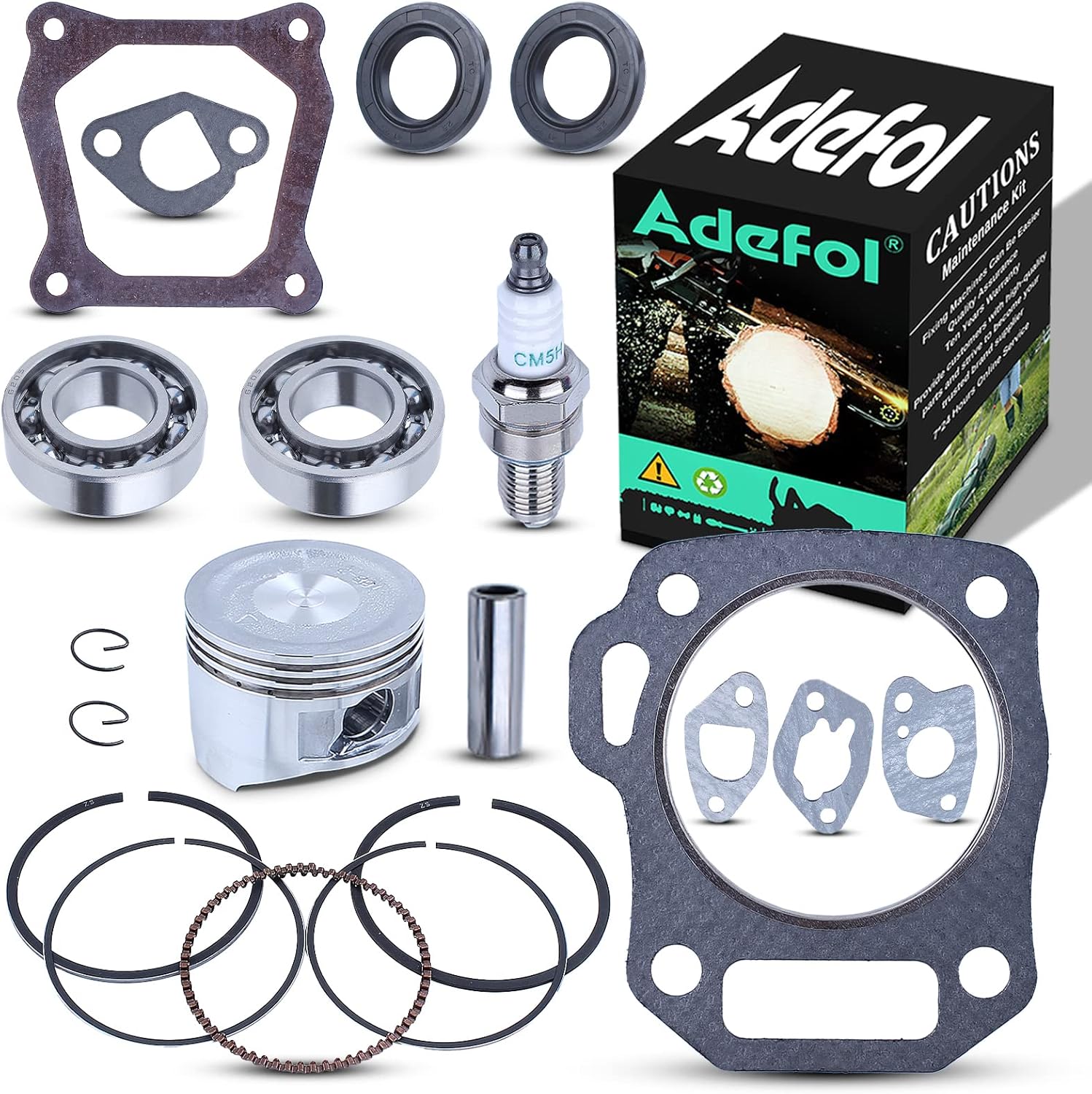 Adefol Cylinder Head Pistion Kit Crankshaft Bearing Oil Seal Rebuild Gasket for Honda GX160 GX200 5.5hp 6.5HP Engine