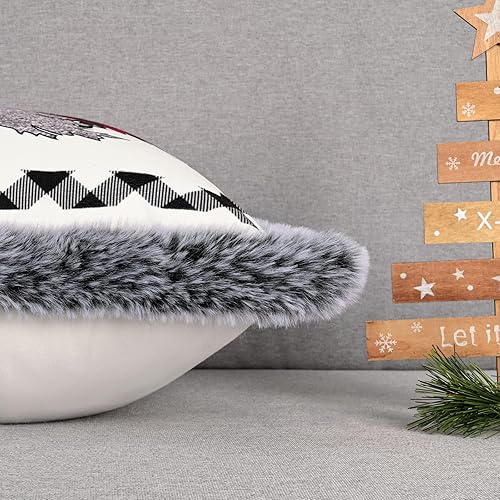 Miniatura 3 de Fundas de almohada de copo de nieve de Navidad, fundas de almohada rojas de Navidad con felpa suave, decoraciones de Navidad, fundas de almohada de