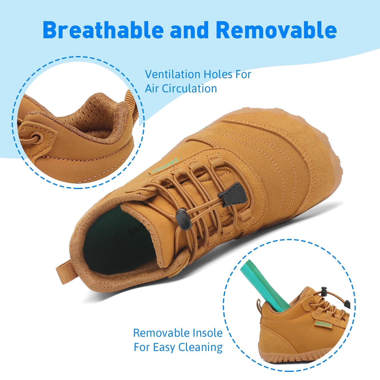 SAGUARO Bambini Scarpe a Piedi Nudi Scarpe da Trail Running Barefoot Minimaliste Sneakers Leggere Respirabile Gr.26-36
