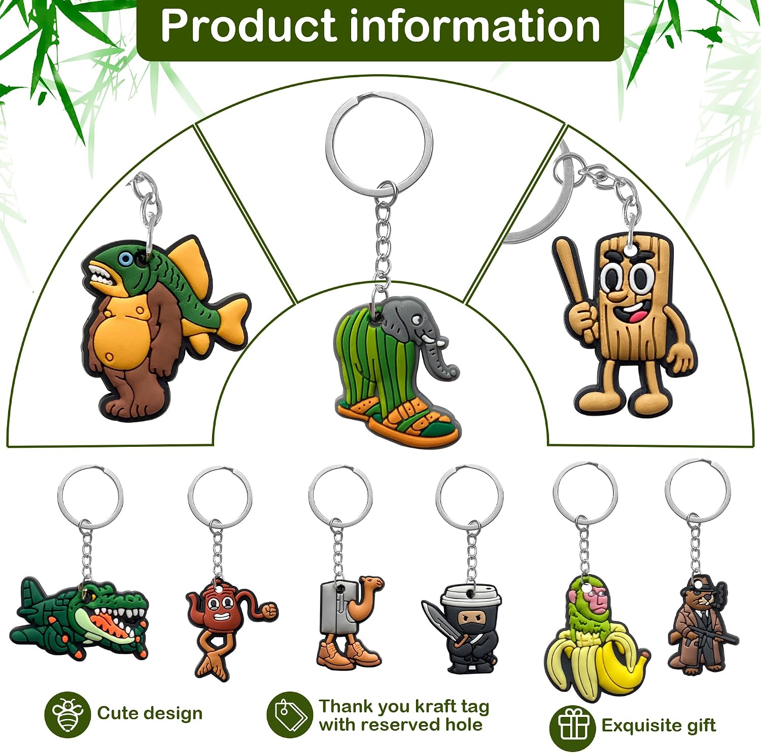 Italian Brainrot Memes Keychain,Tung Tung Tung Sahur Keyring Figurine Key Chain for Halloween Christmas Birthday