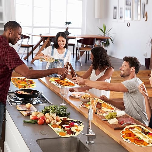 Miniatura 5 de Juego de 6 manteles individuales de Acción de Gracias, lavables, de plástico, para el día de Acción de Gracias, decoración de mesa de comedor,