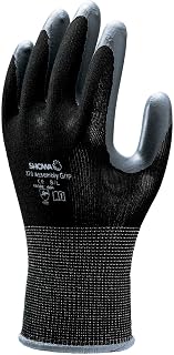 Showa 370 Black Nitrile Palm Coated Work Gloves,6/Small, Black