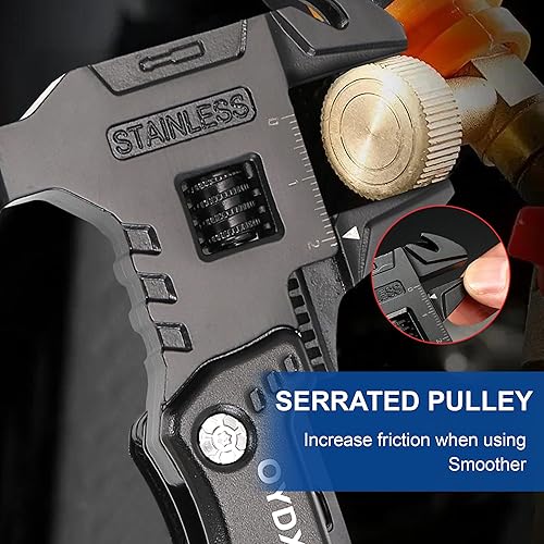 Miniatura 5 de Martillo multiherramienta 16 en 1, cuchillo de campamento con llave ajustable, destornillador, cortador de alambre, martillo, abrebotellas,