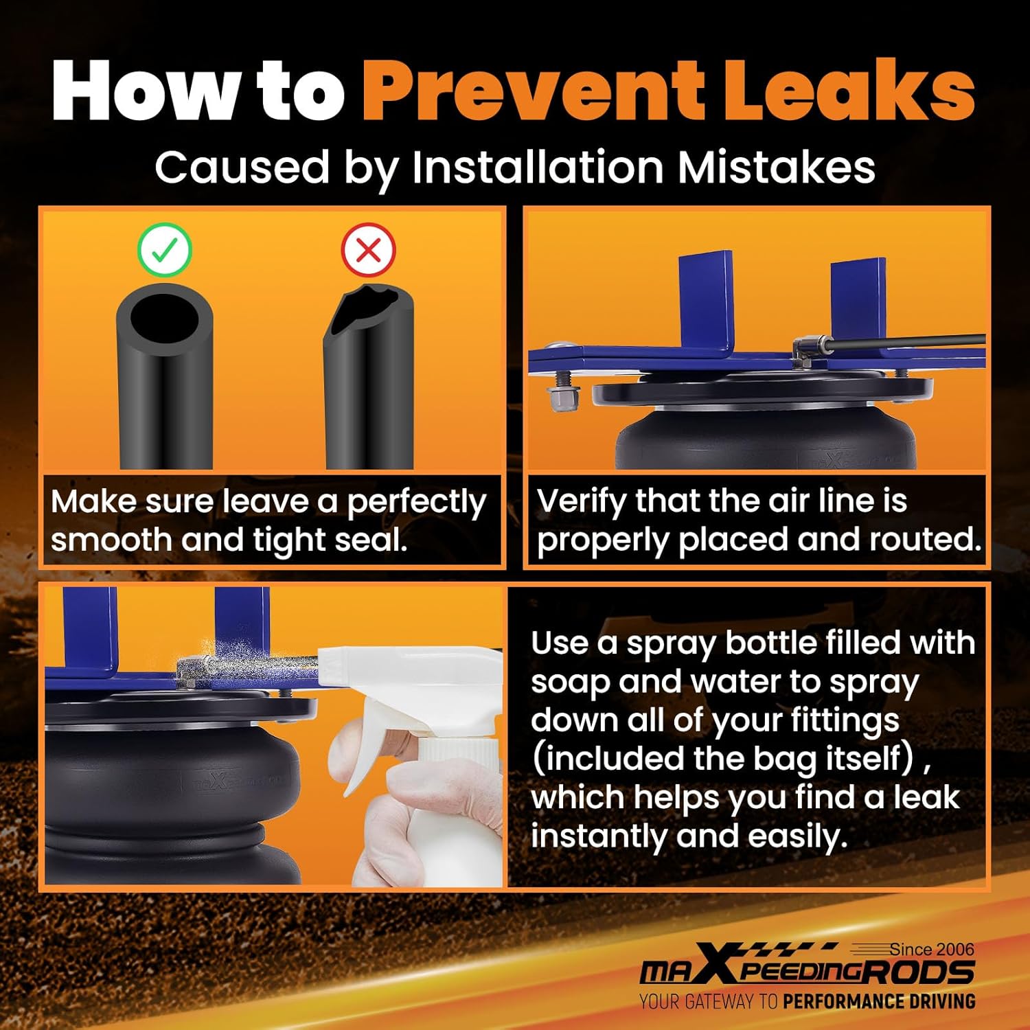 Instructions on how to prevent and detect air leaks in the suspension system