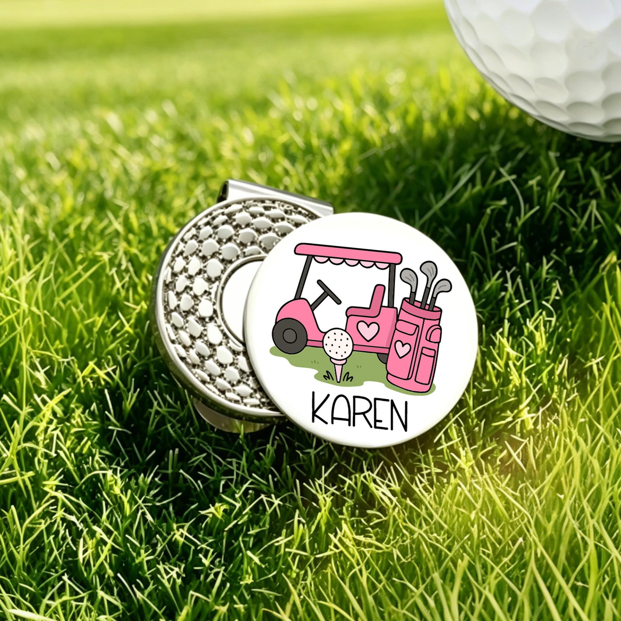 NICEDREAM Personalised Golf Ball Marker Hat Clip Custom Name Golf Cart Design Magnetic Ball Markers Funny Golf Tool Accessories Gifts for Women Men Golfers