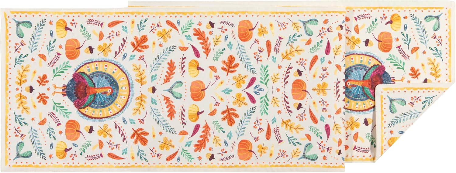 Now Designs Autumn Plenty Thanksgiving Table Runner - Festive Fall Decor for Dining Table
