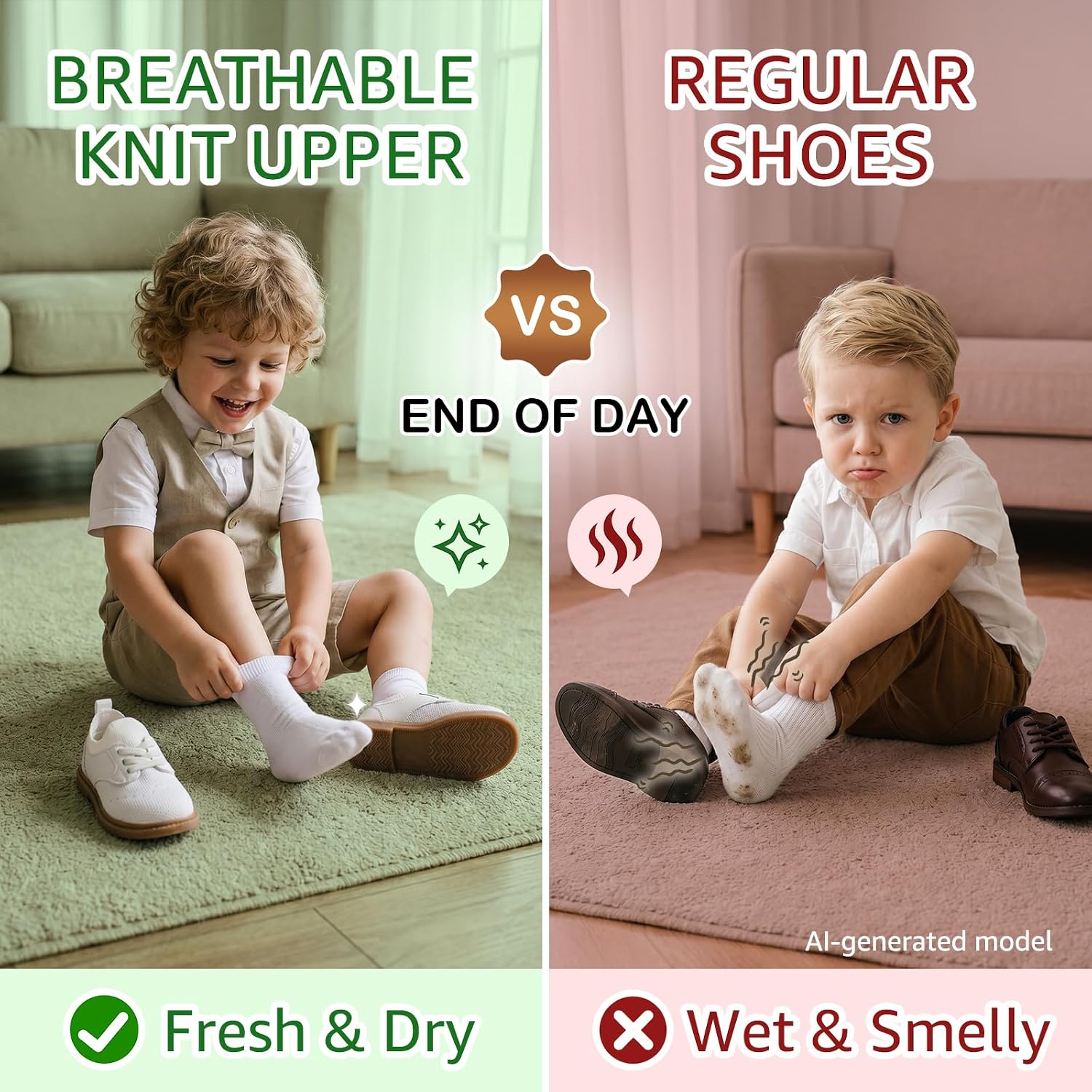 STQ KIDS Toddler Boys Dress Shoes Wide Toe Box Breathable Oxfords Sneakers | Slip on, Lightweight, Flexible, Non-Slip, Comfortable, Wedding, Church, School Uniform shoe