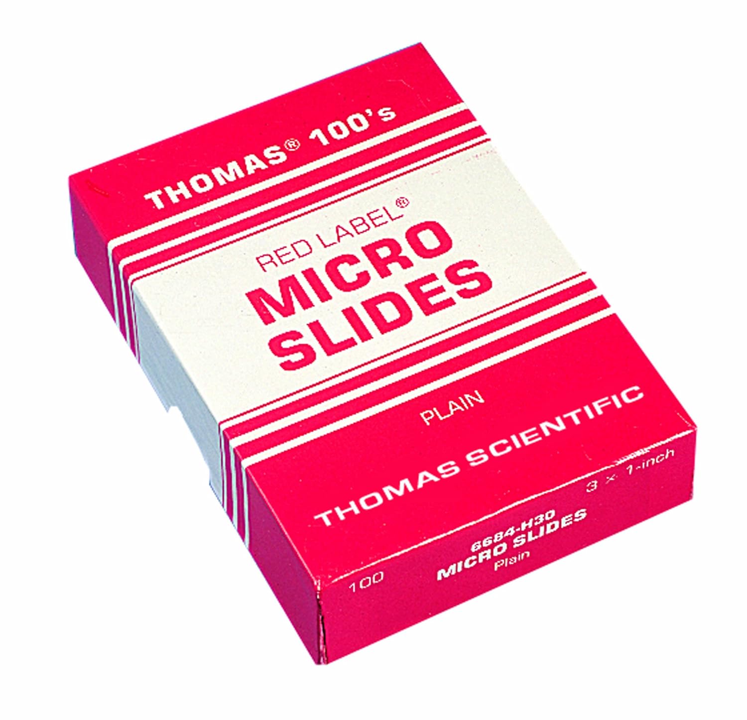 Thomas Red Label 2950WFC-602757 Plain Microscope Slide, 0.96 to 1.06mm Thickness, 1 x 3" (Case of 10)