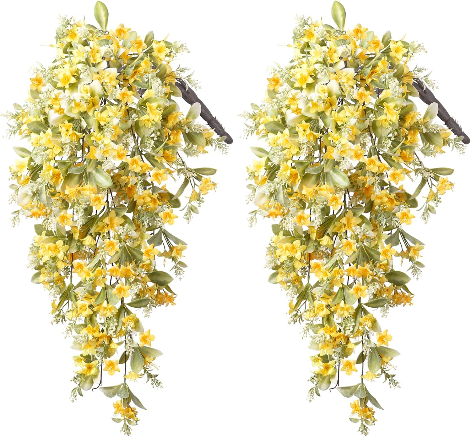 2 Pack Artificial Hanging Rose Flowers Plants, Fake Hanging