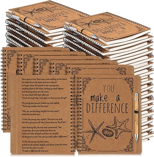 Colarr Regalos de agradecimiento, cuaderno en espiral, regalos de graduación You Make a Difference, diario inspirador de estrellas de mar con